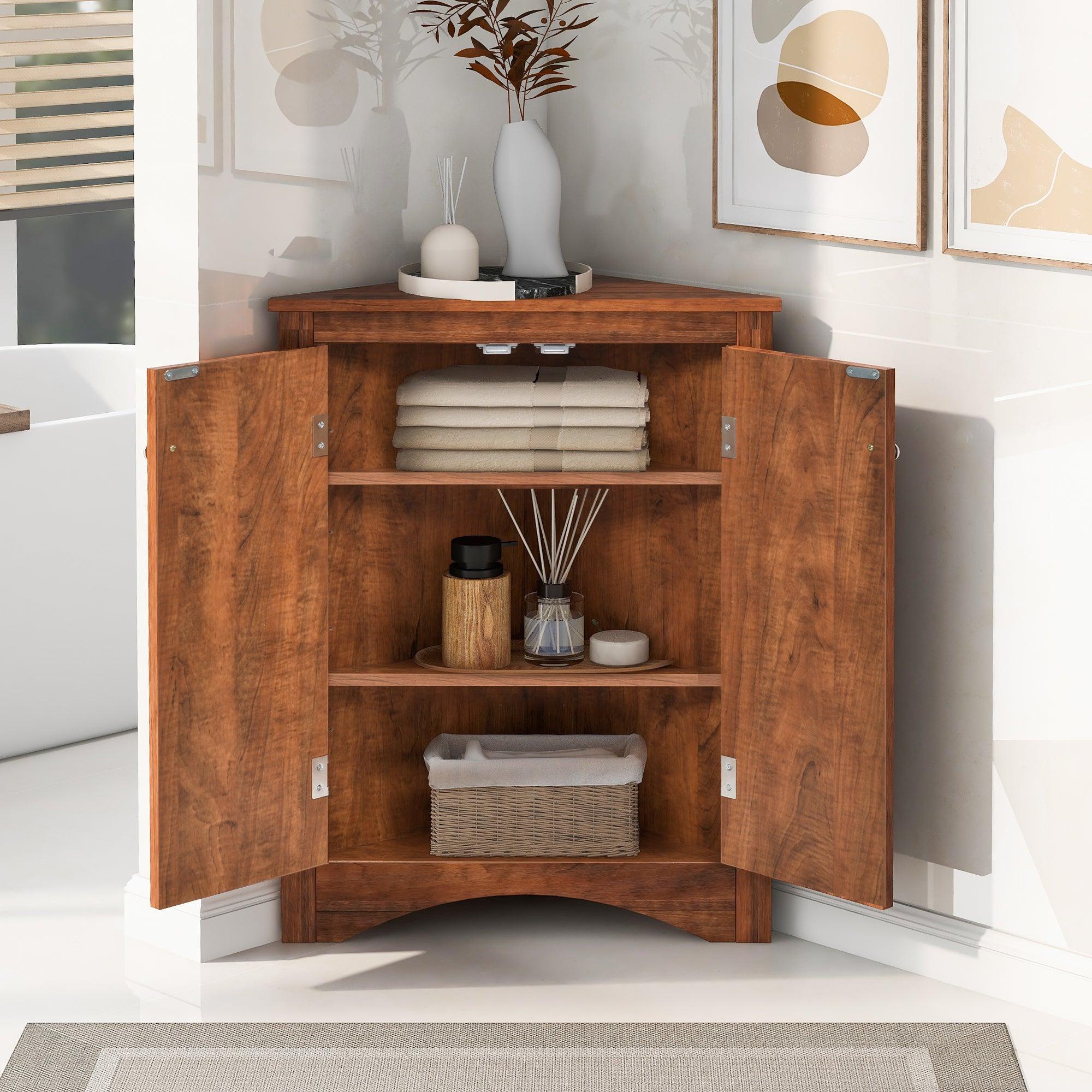 Brown Triangle Bathroom Storage Cabinet