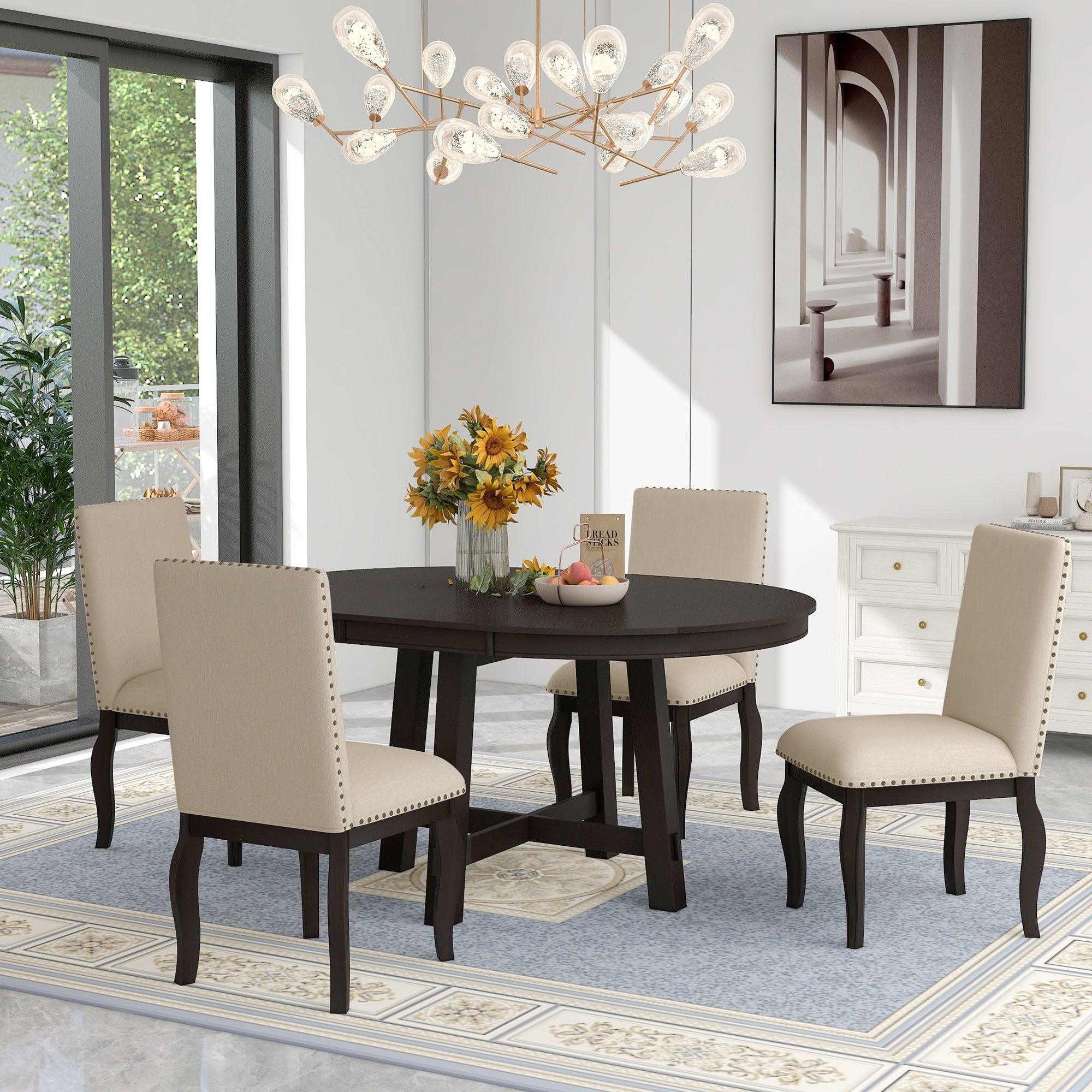 TREXM 5-Piece Farmhouse Dining Table Set