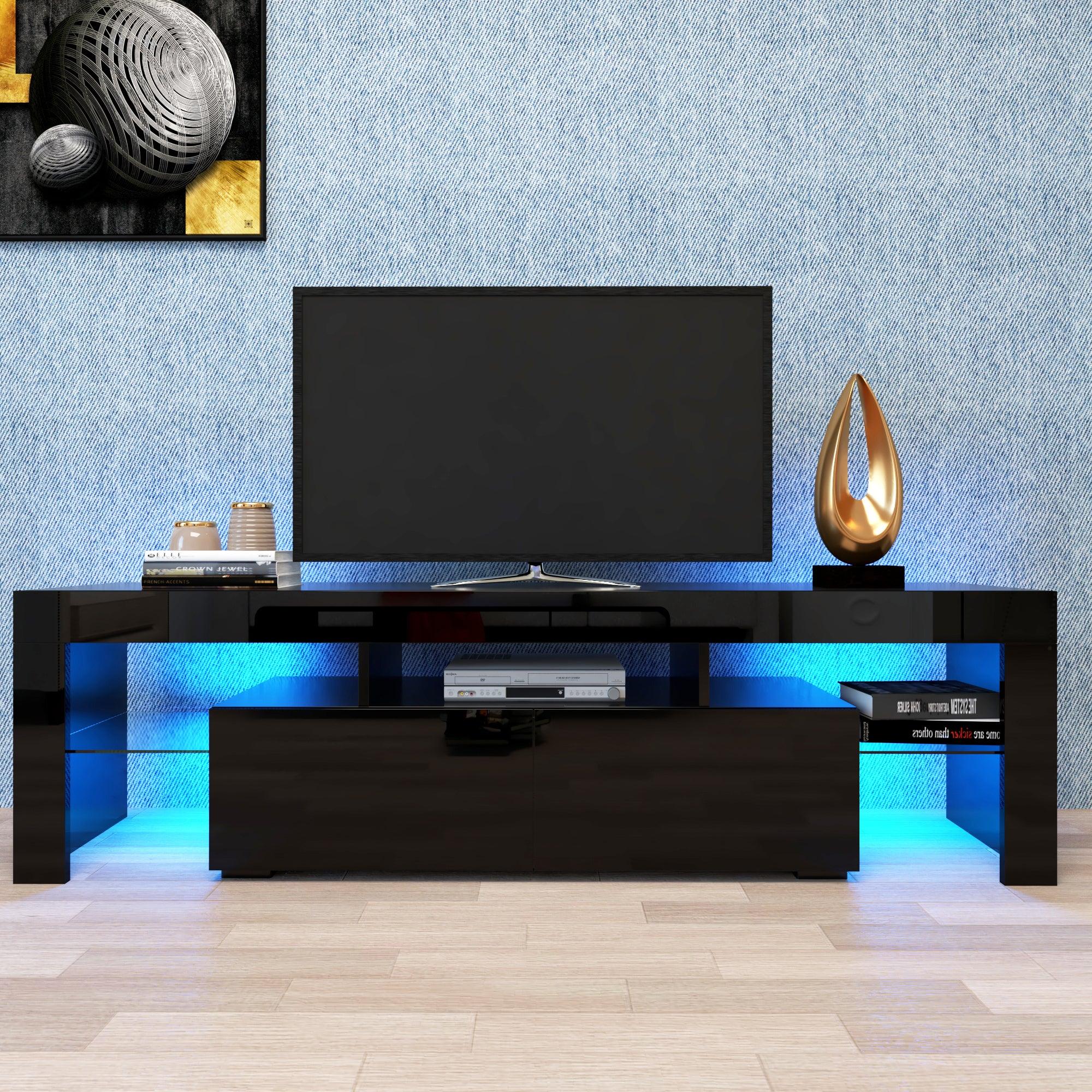 Modern Black TV Stand, LED