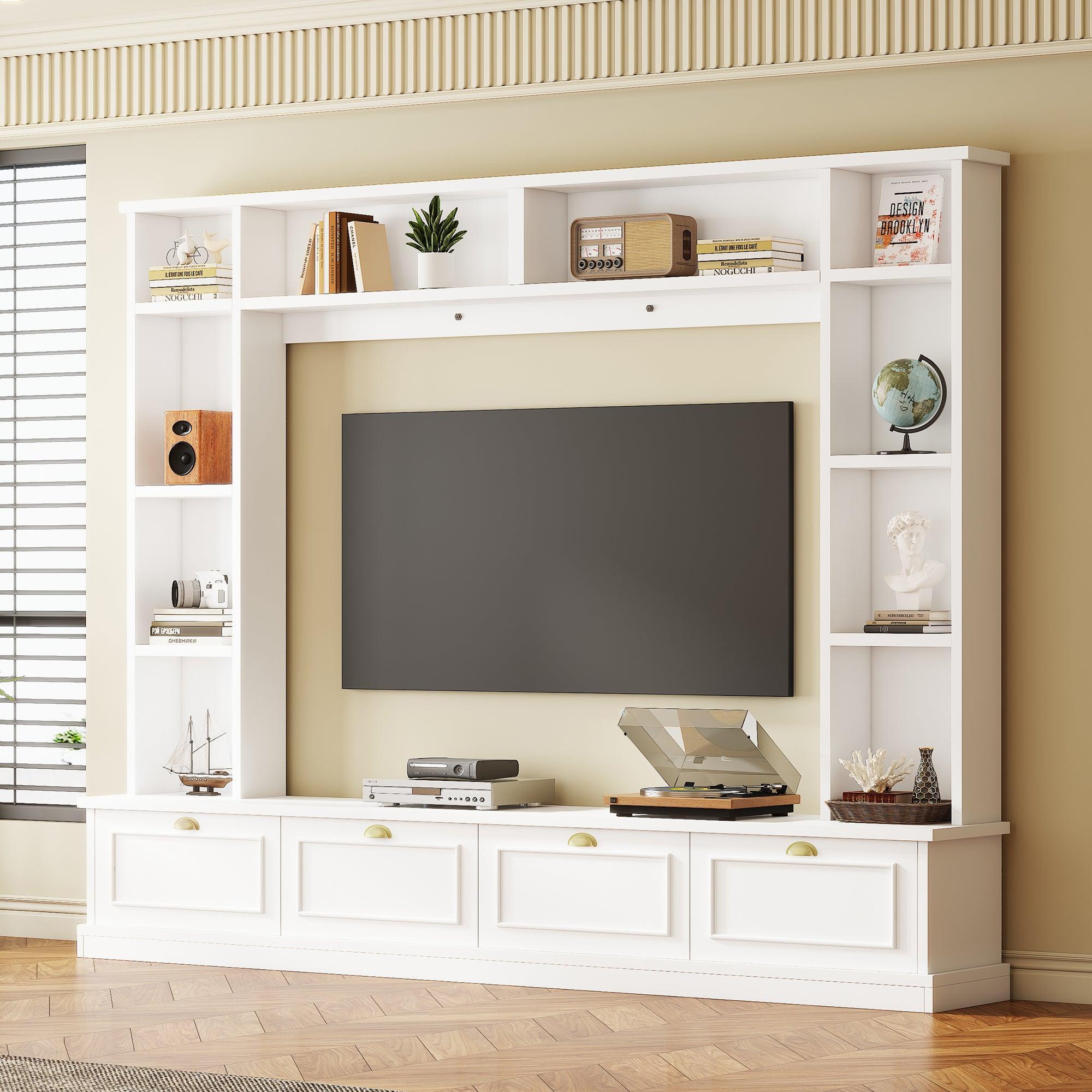 Large Wall Unit Entertainment Center with Bookshelves