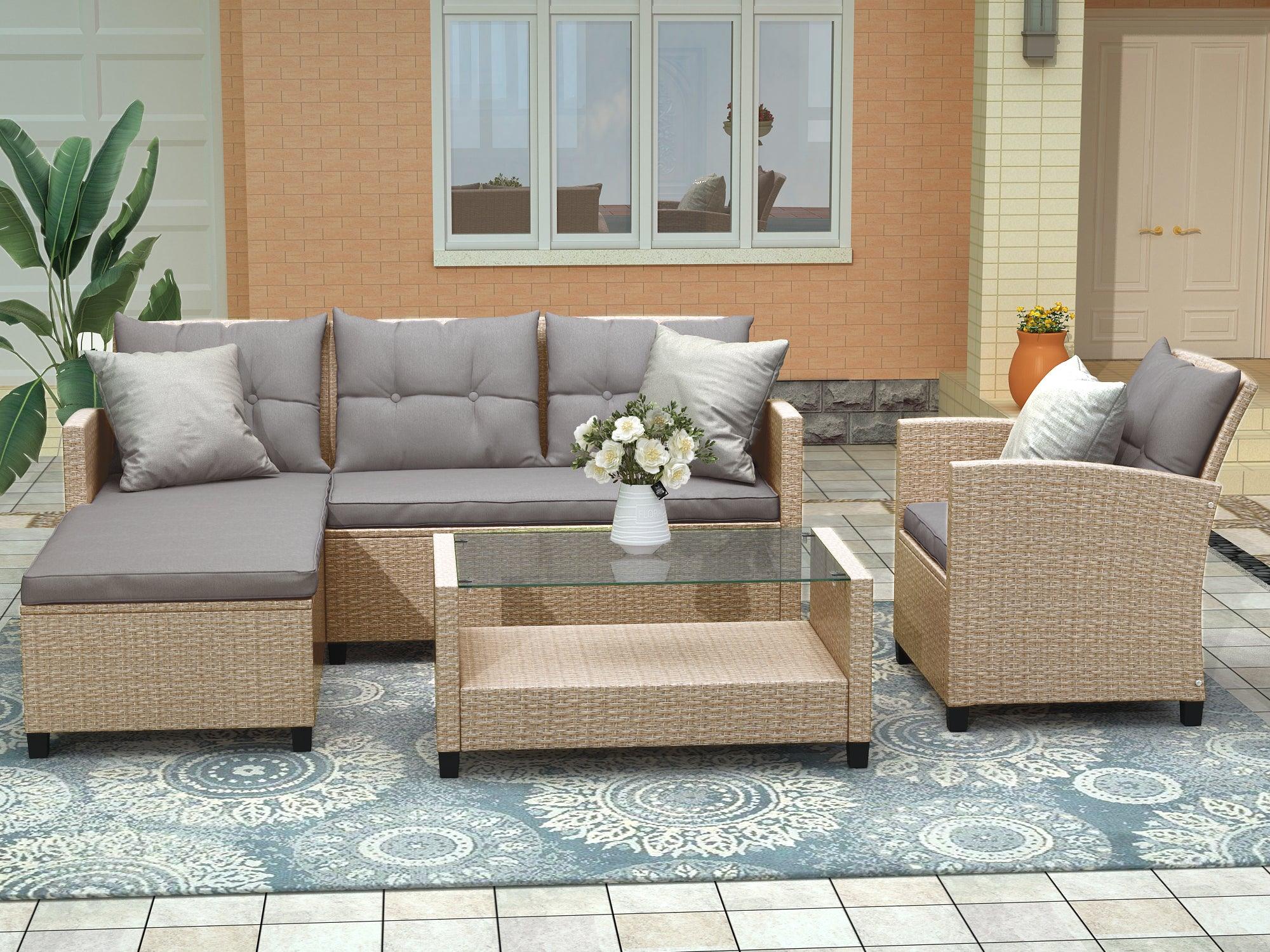 4 Piece Conversation Set Wicker