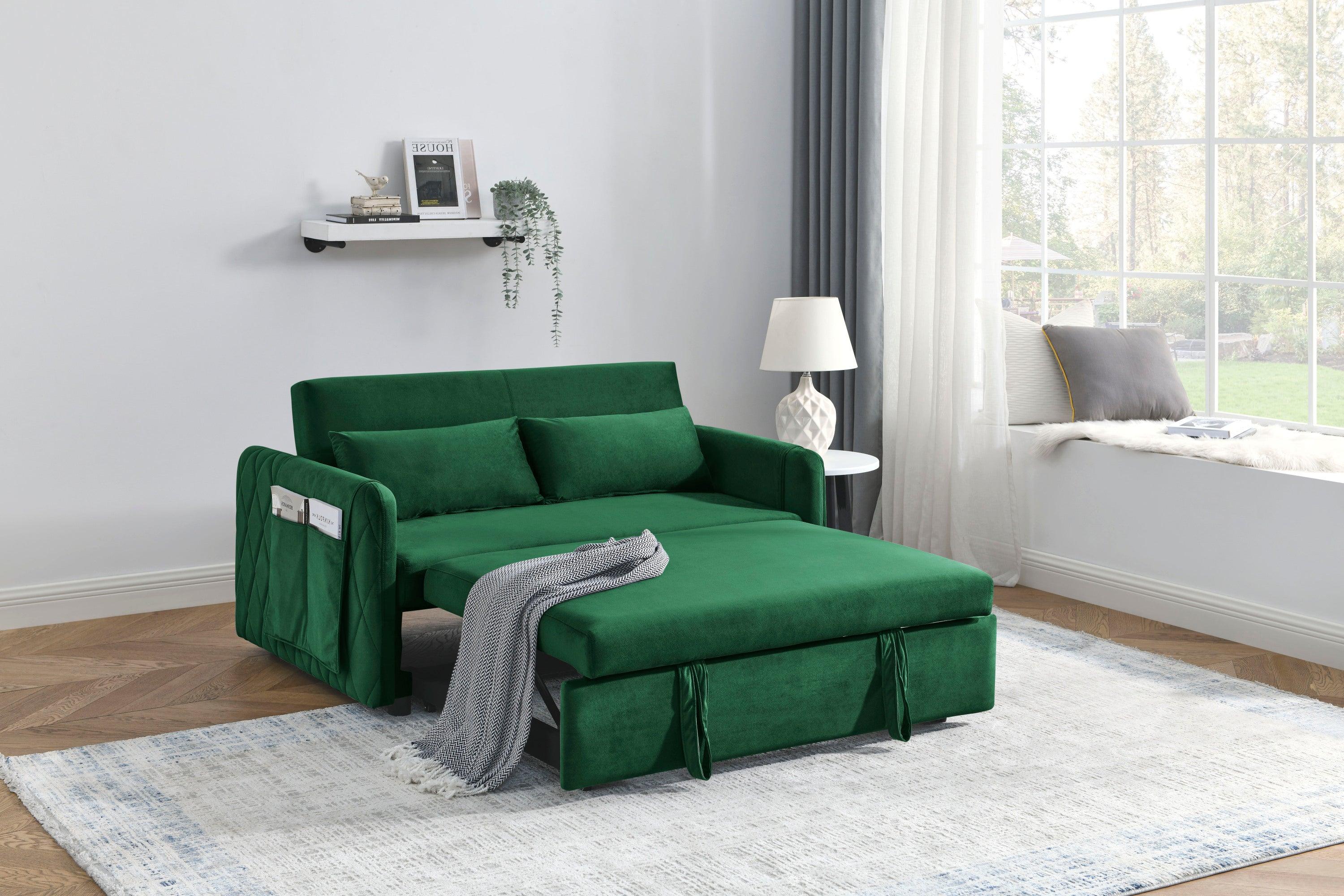 Sofa Bed with 2 Detachable Arm Pockets