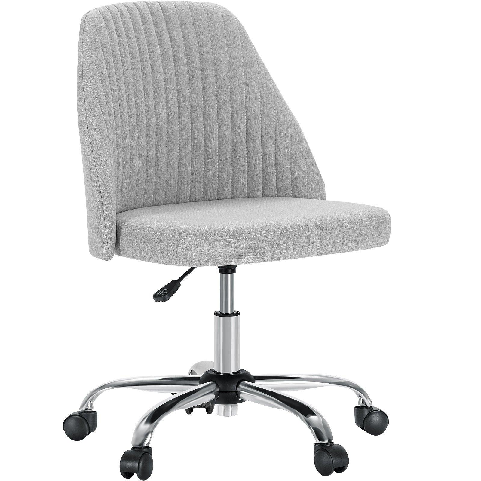 Sweetcrispy Armless Swivel Desk Chair with Wheels