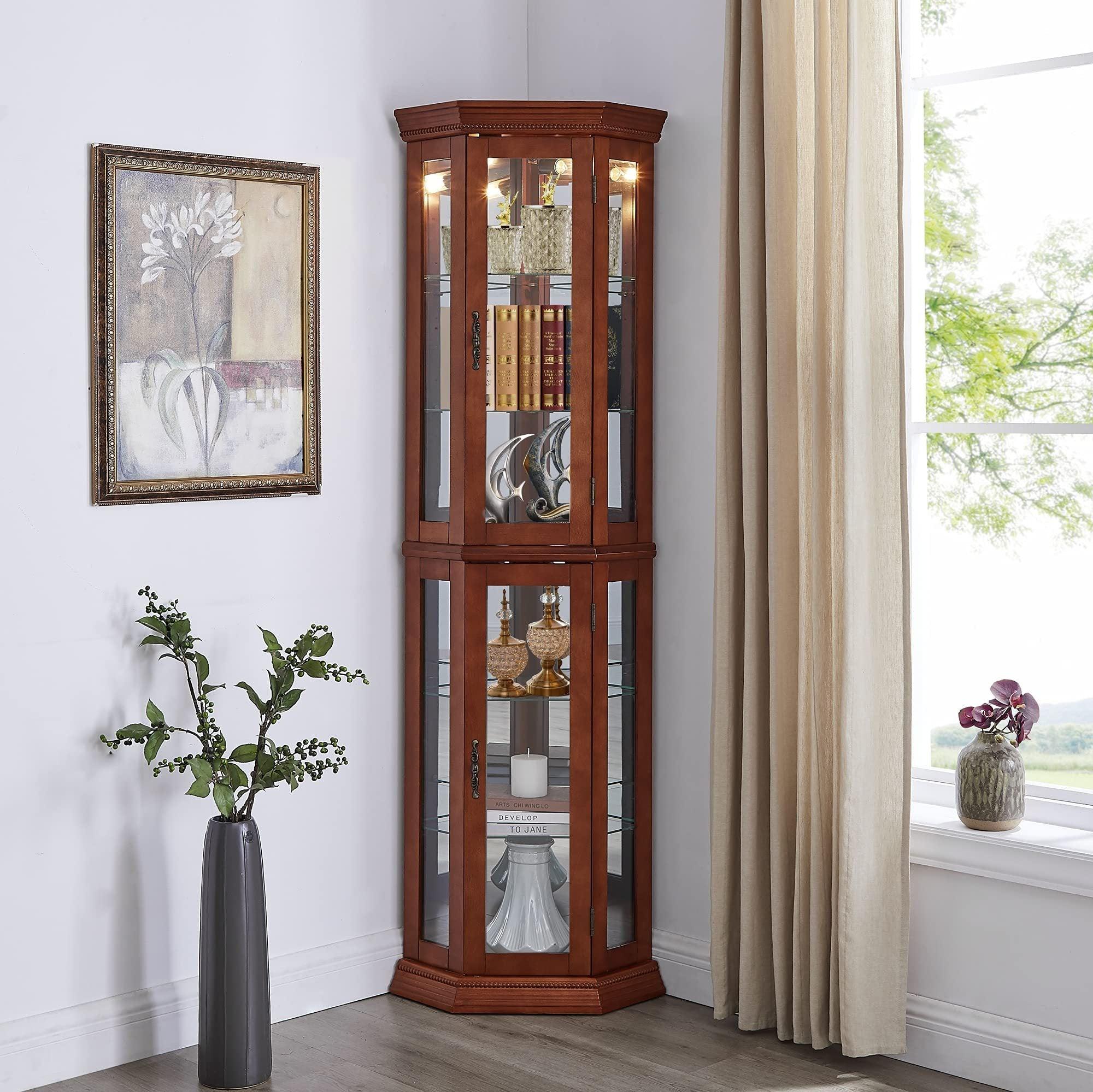 Corner Curio Cabinet with Lights