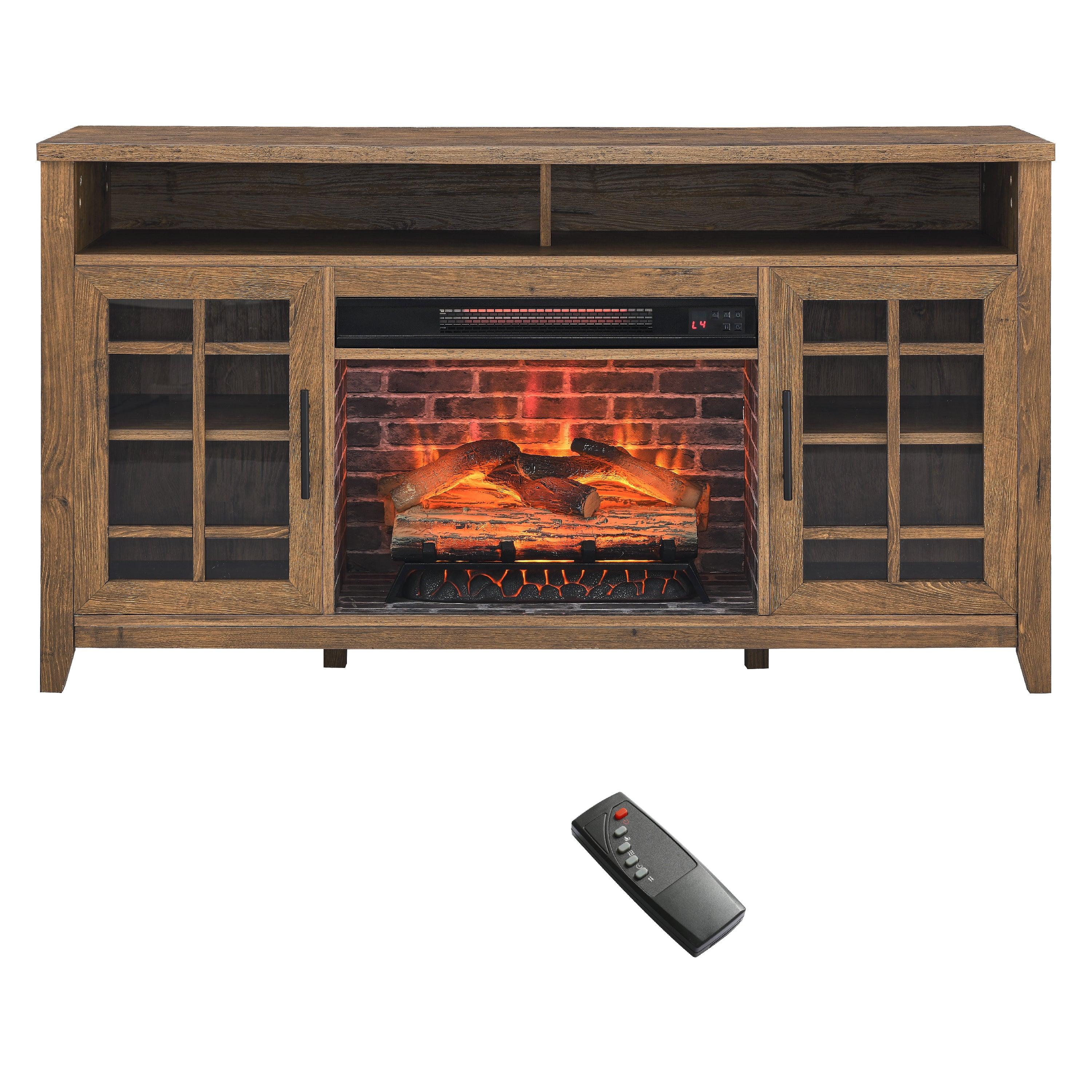 TV Media Stand with Electric Fireplace KD Inserts Heater