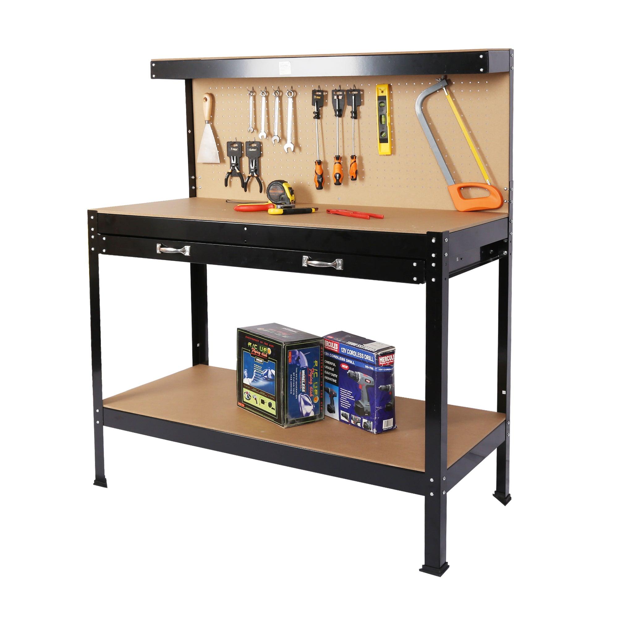 Steel Workbench with Drawer & Pegboard