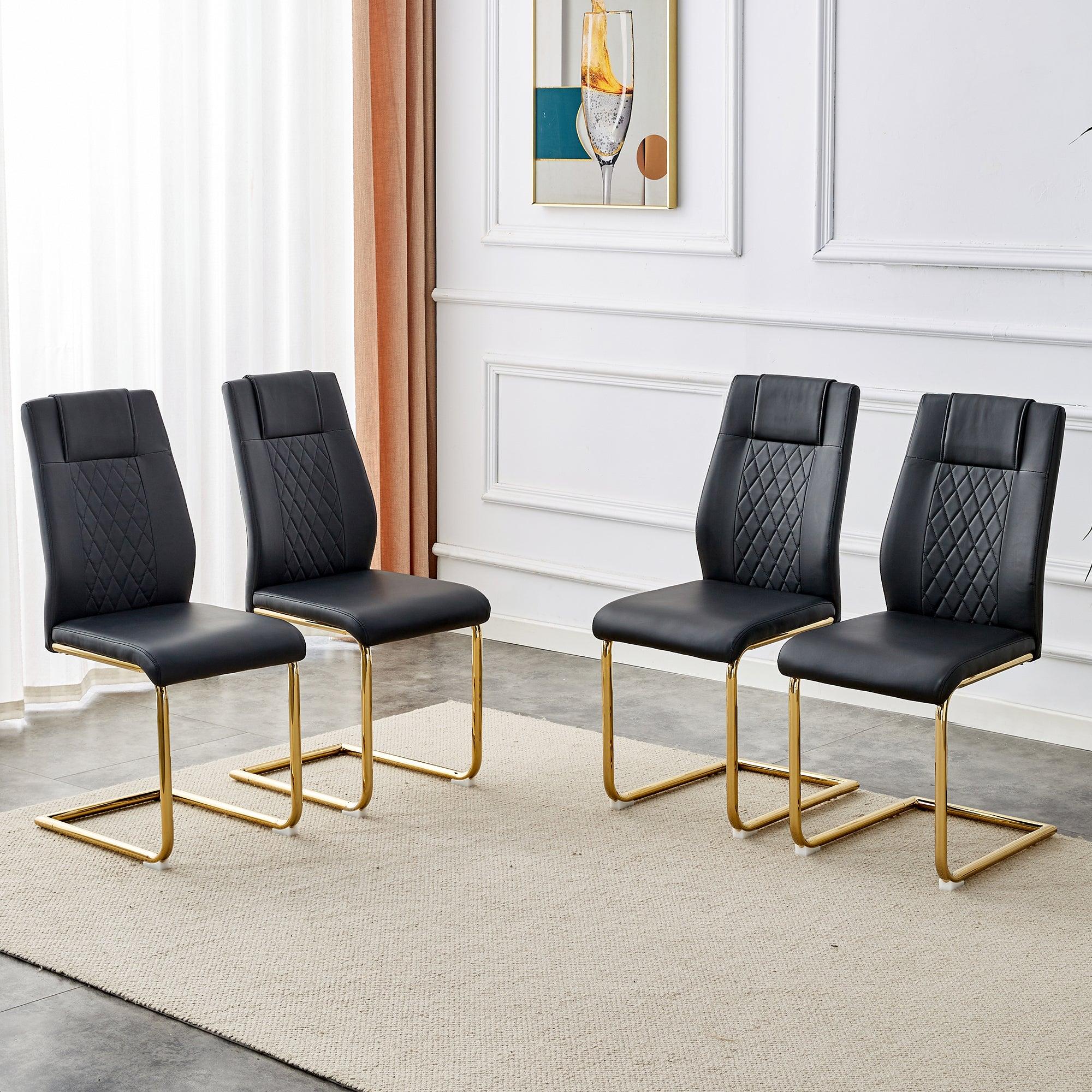 Modern Dining Chairs With Faux Leather Padded Seats