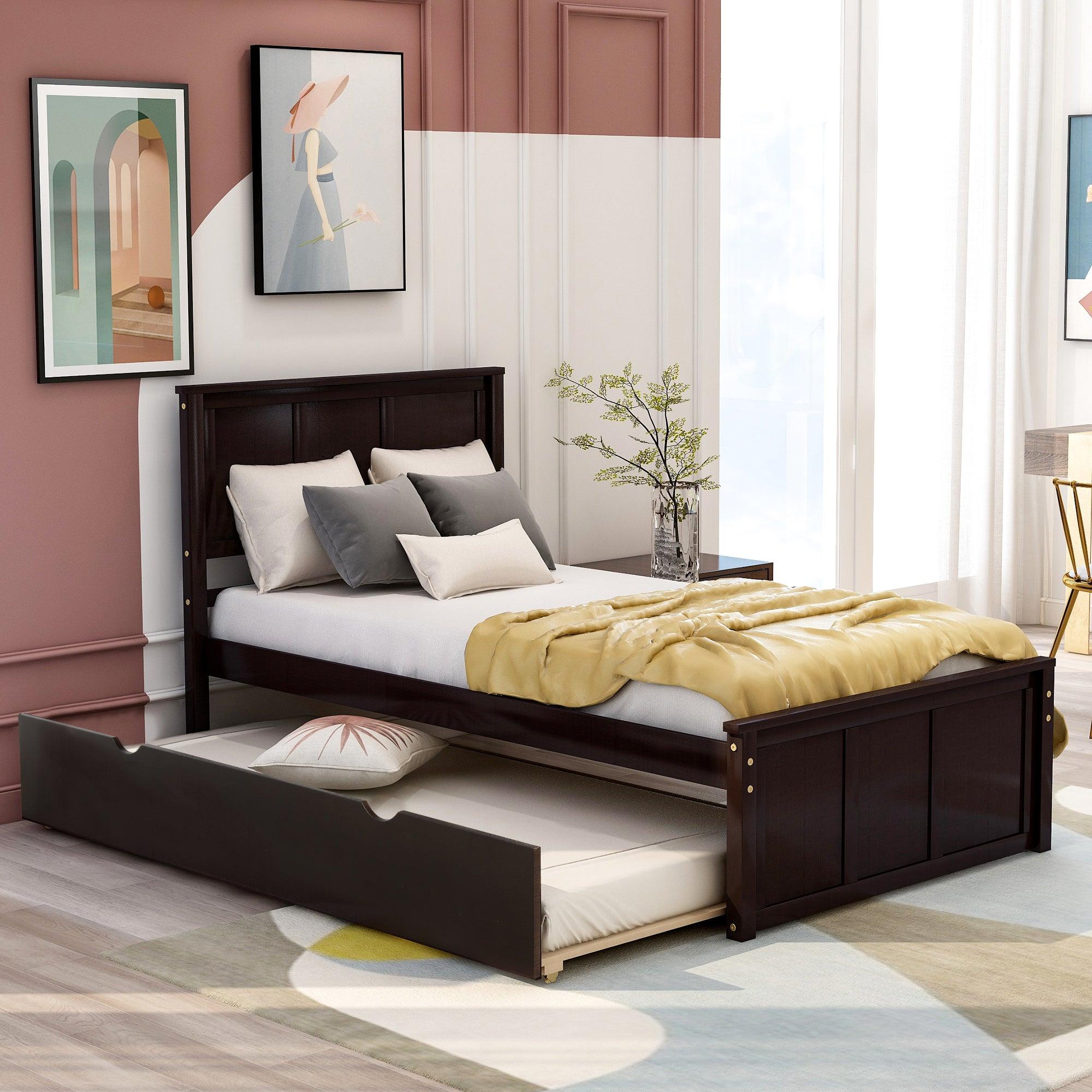 Twin Size Platform Bed with Trundle