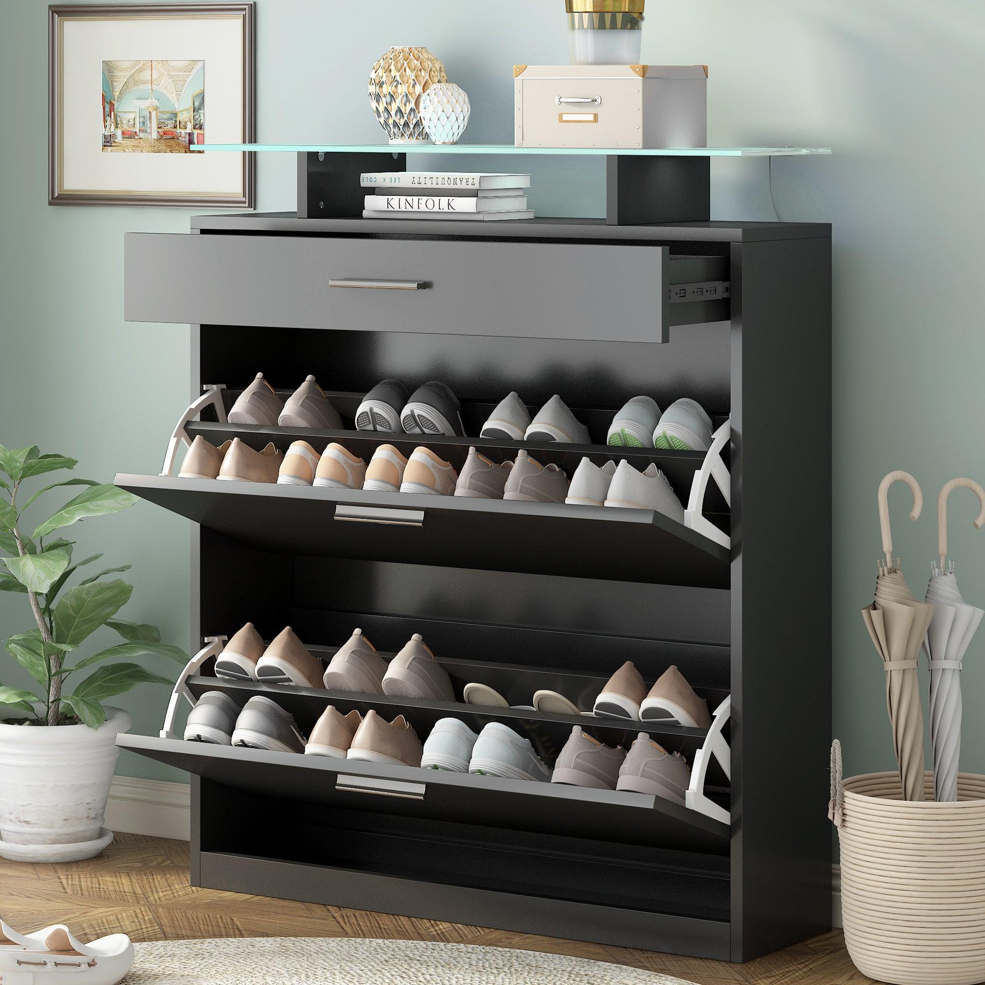 ON-TREND Slim Entryway Organizer with 2 Flip Drawers