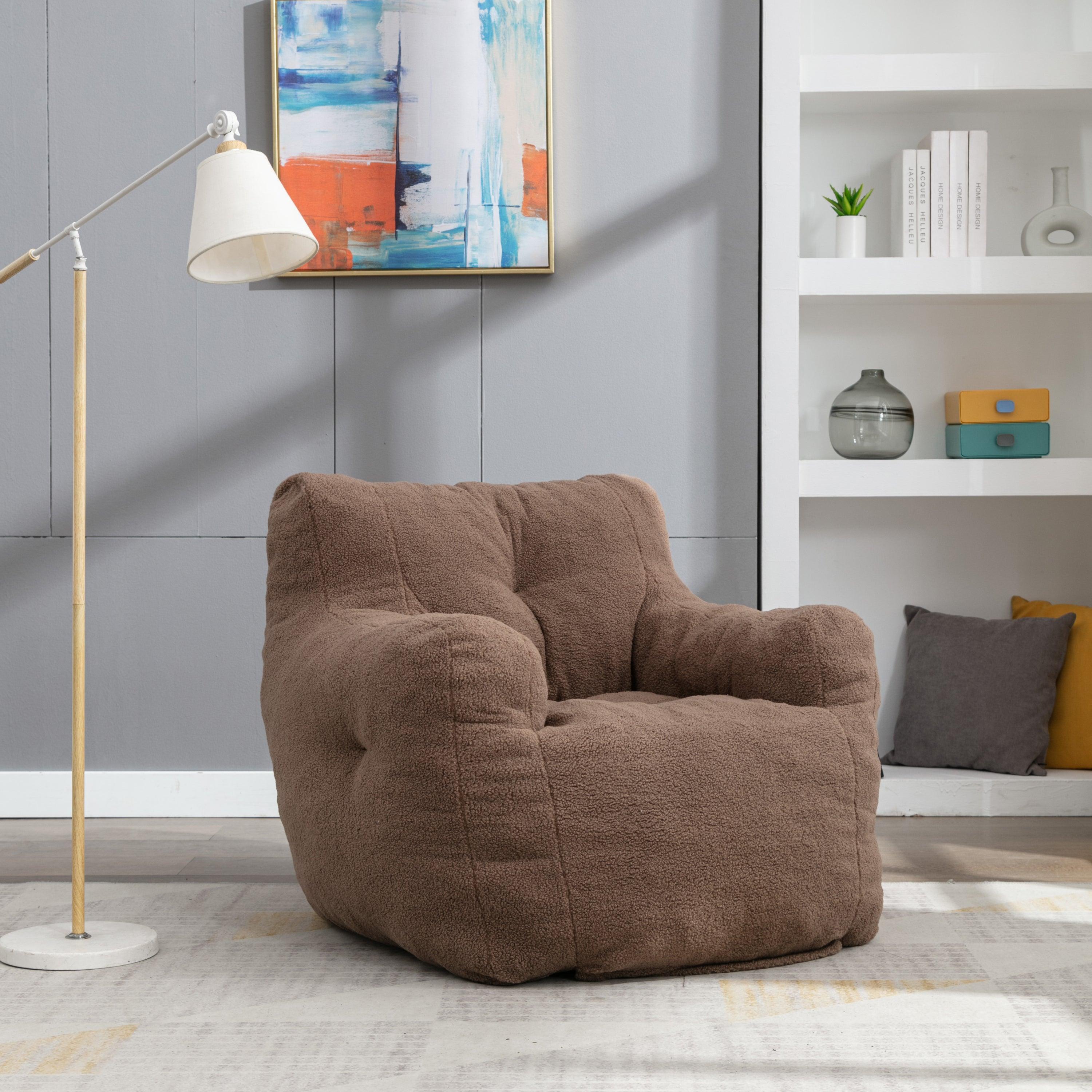 Soft Teddy Fabric Tufted Foam Bean Bag Chair