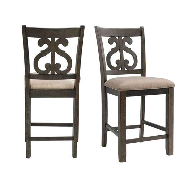 Stone Counter Height Swirl Back Side Chair (Set of 2)-Warehouse