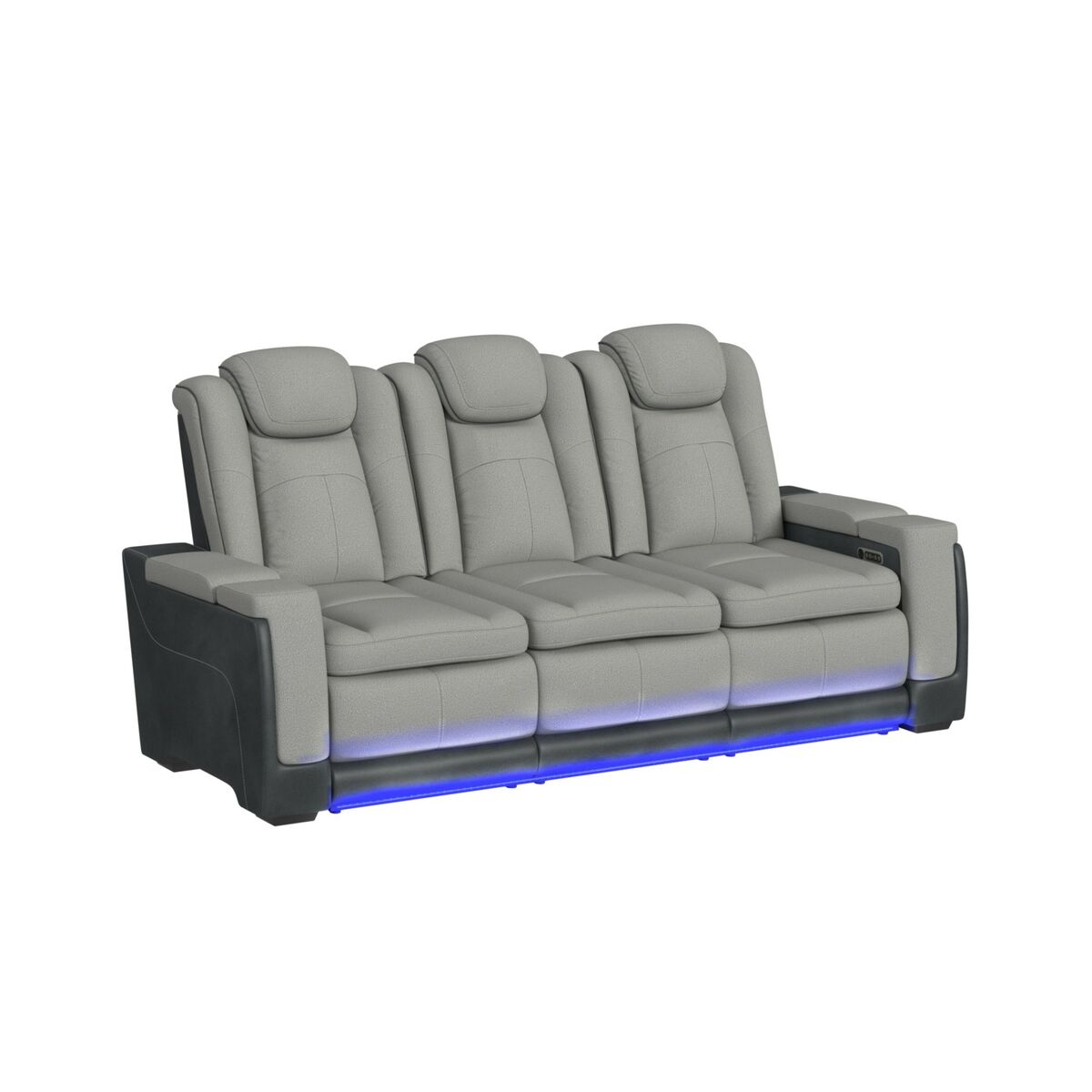 Lantana Power Motion Sofa with Power Headrest; Led; DDT; reading light and PWS in Rocky Cement/Charcoal