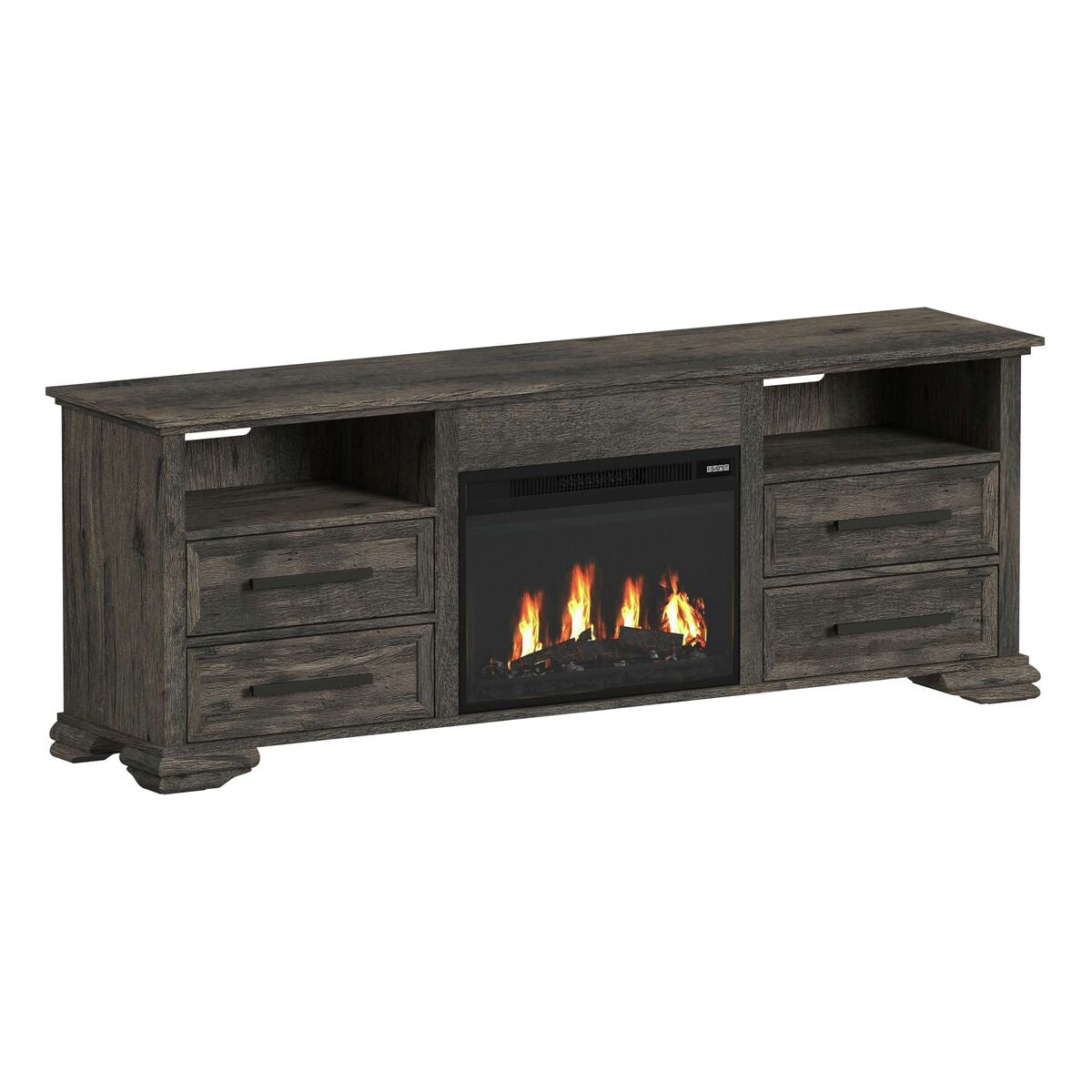 Park Ridge KIT - 71'' TV Console with Fireplace Insert in Charcoal