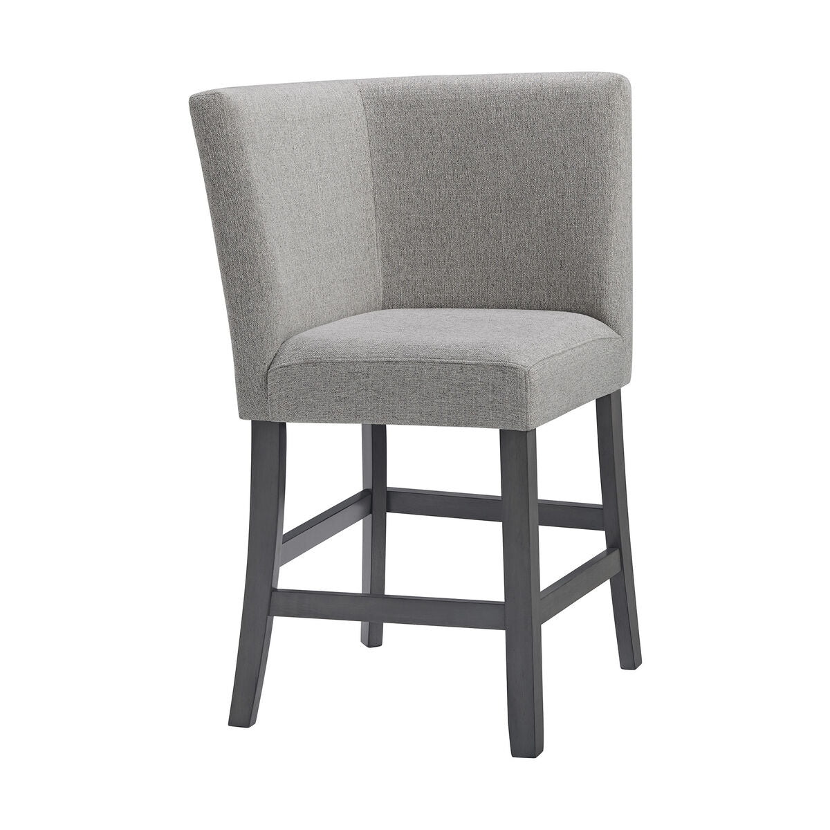 Seneca Counter Corner Bench with Upholstered Back and Grey Fabric in Grey