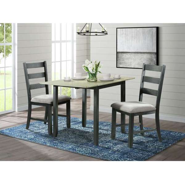 Martin 3 pc Drop Leaf Dining Set (Black Base)