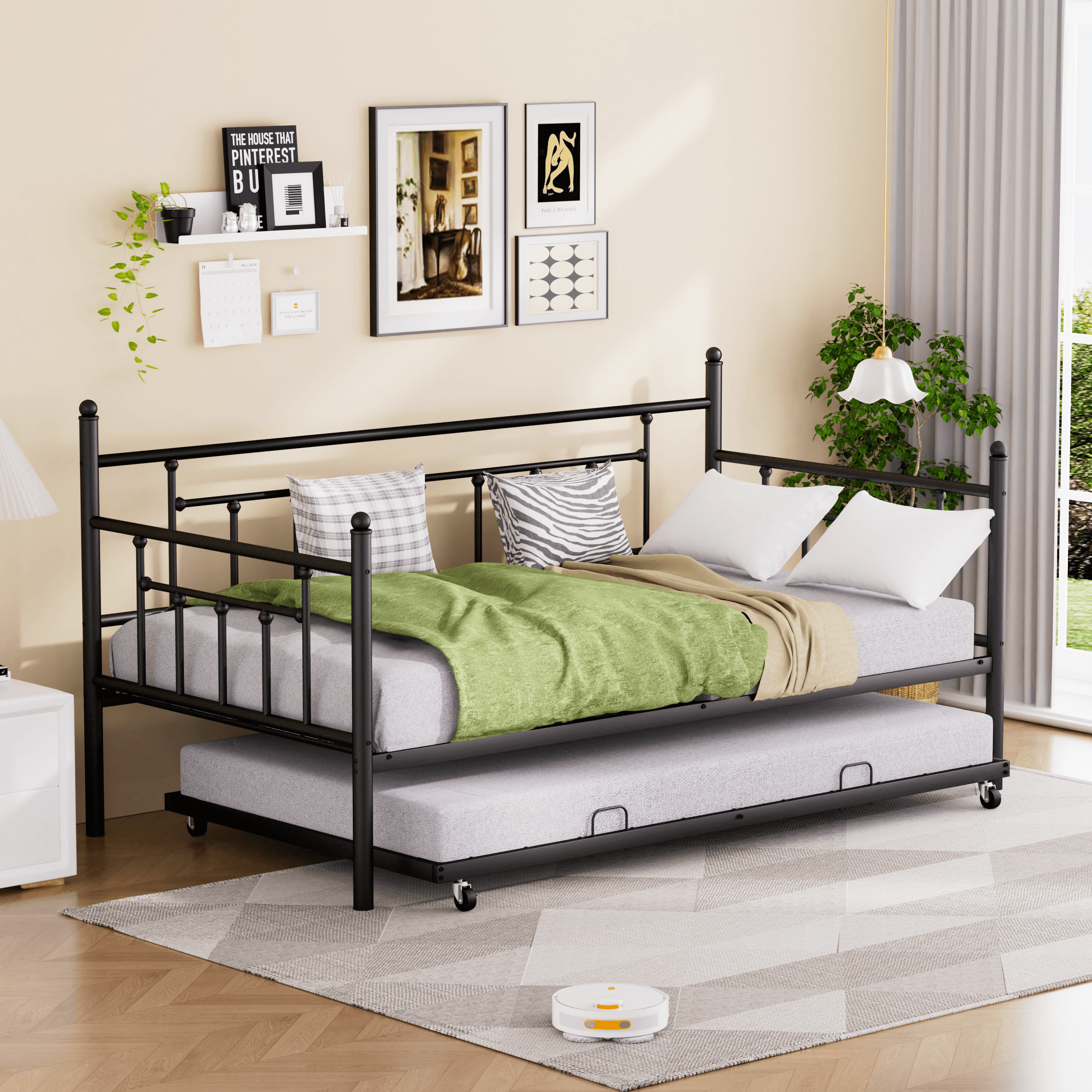Daybed metal framed with trundle twin size