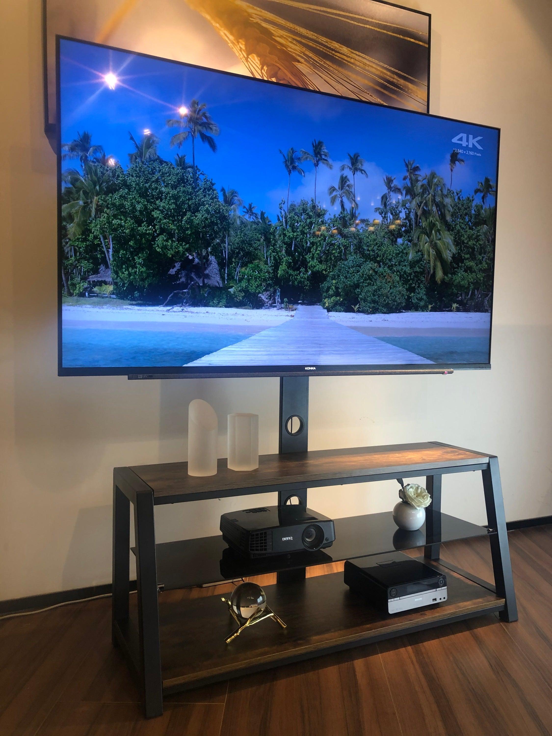 Tempered Glass Swivel Entertainment Center