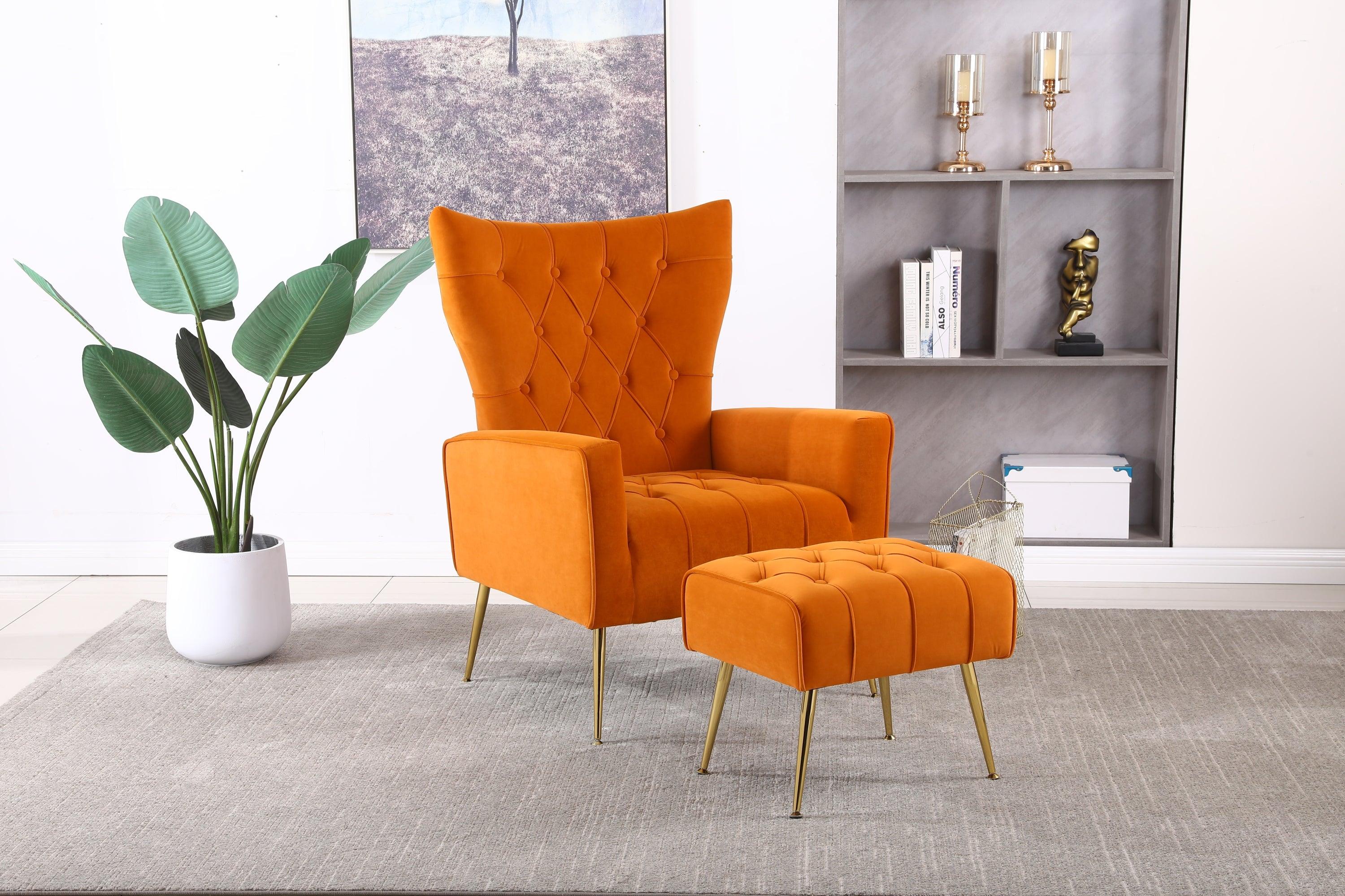 Modern Accent Chair with Ottoman