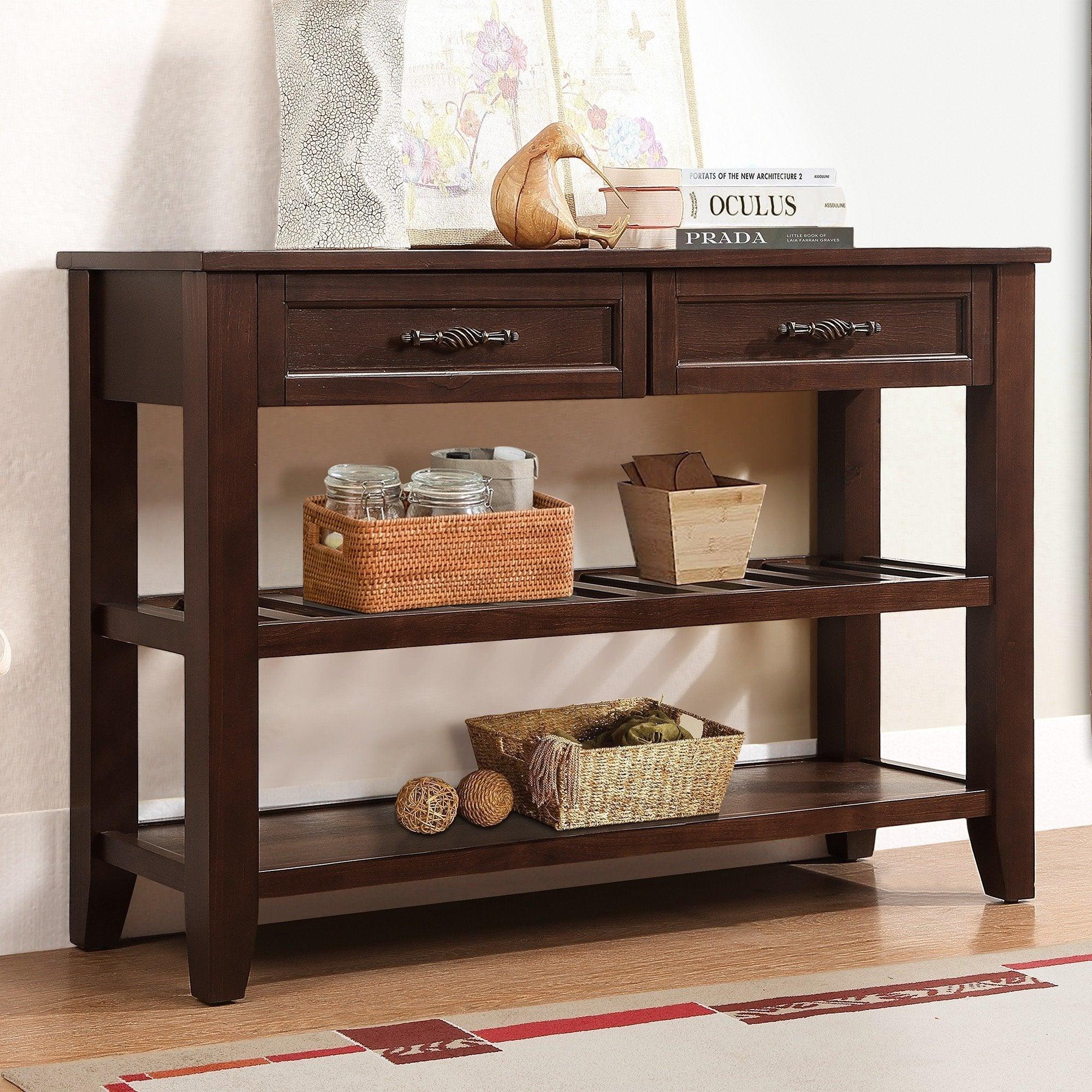 Console Sofa Table with 2 Storage Drawers
