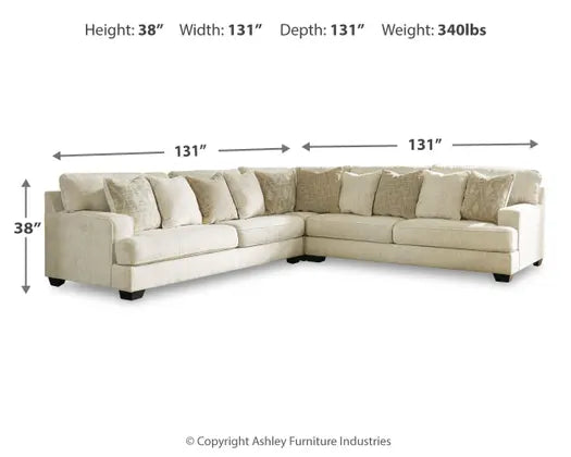 Rawcliffe Parchment 3pc Sectional