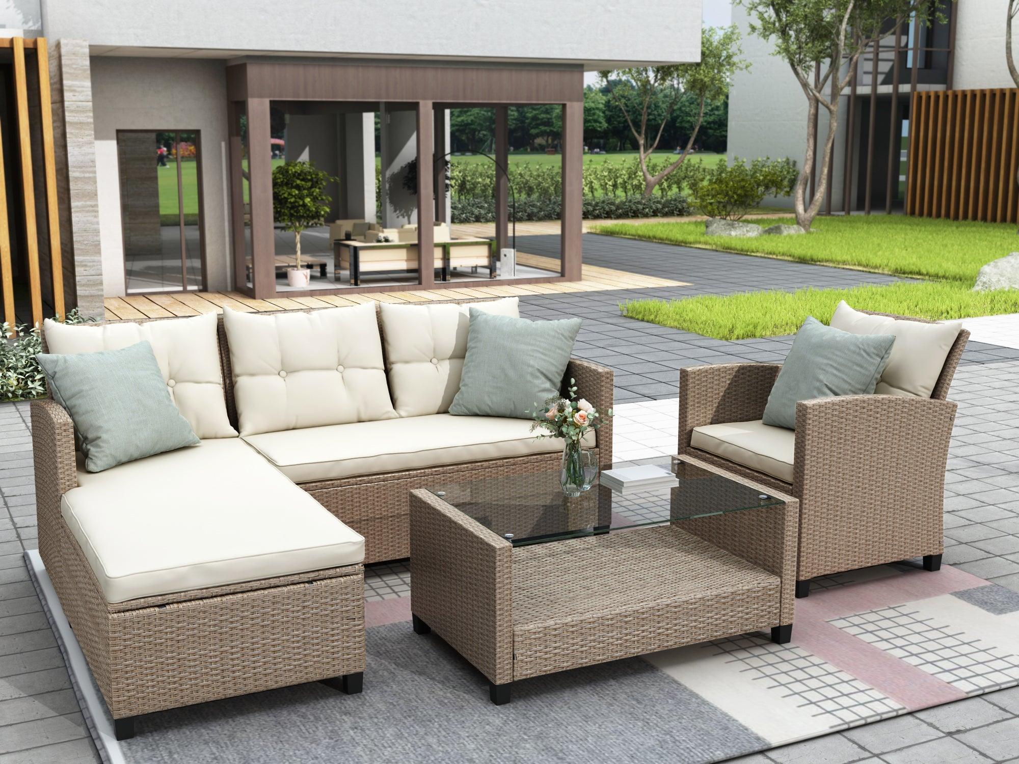 4 Piece Conversation Set Wicker