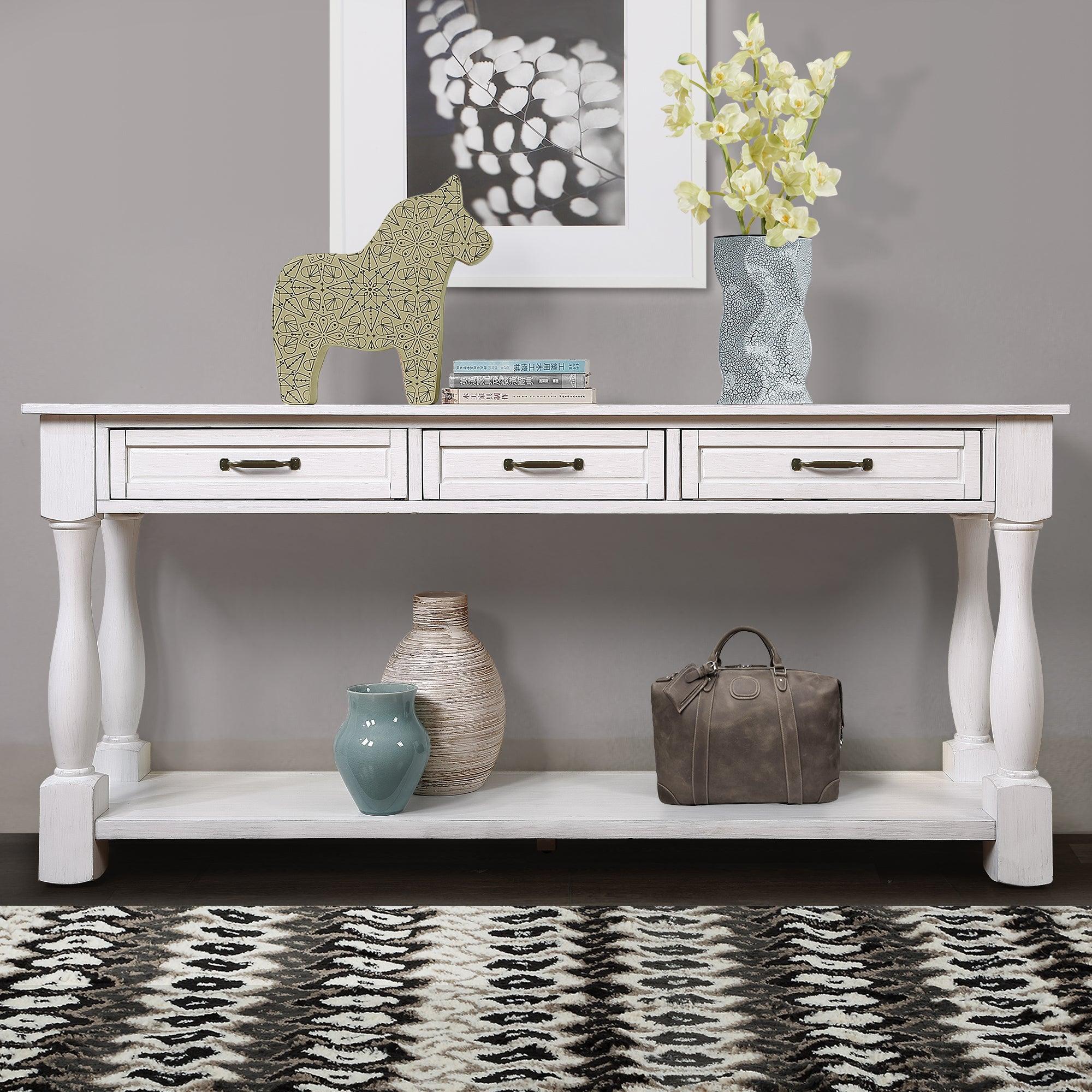 Console Table with 3 Drawers, 1 Bottom Shelf
