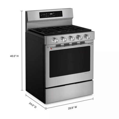 KitchenAid 5.0 Cu. Ft. Smart Freestanding Gas Range with Convection Cooking Modes