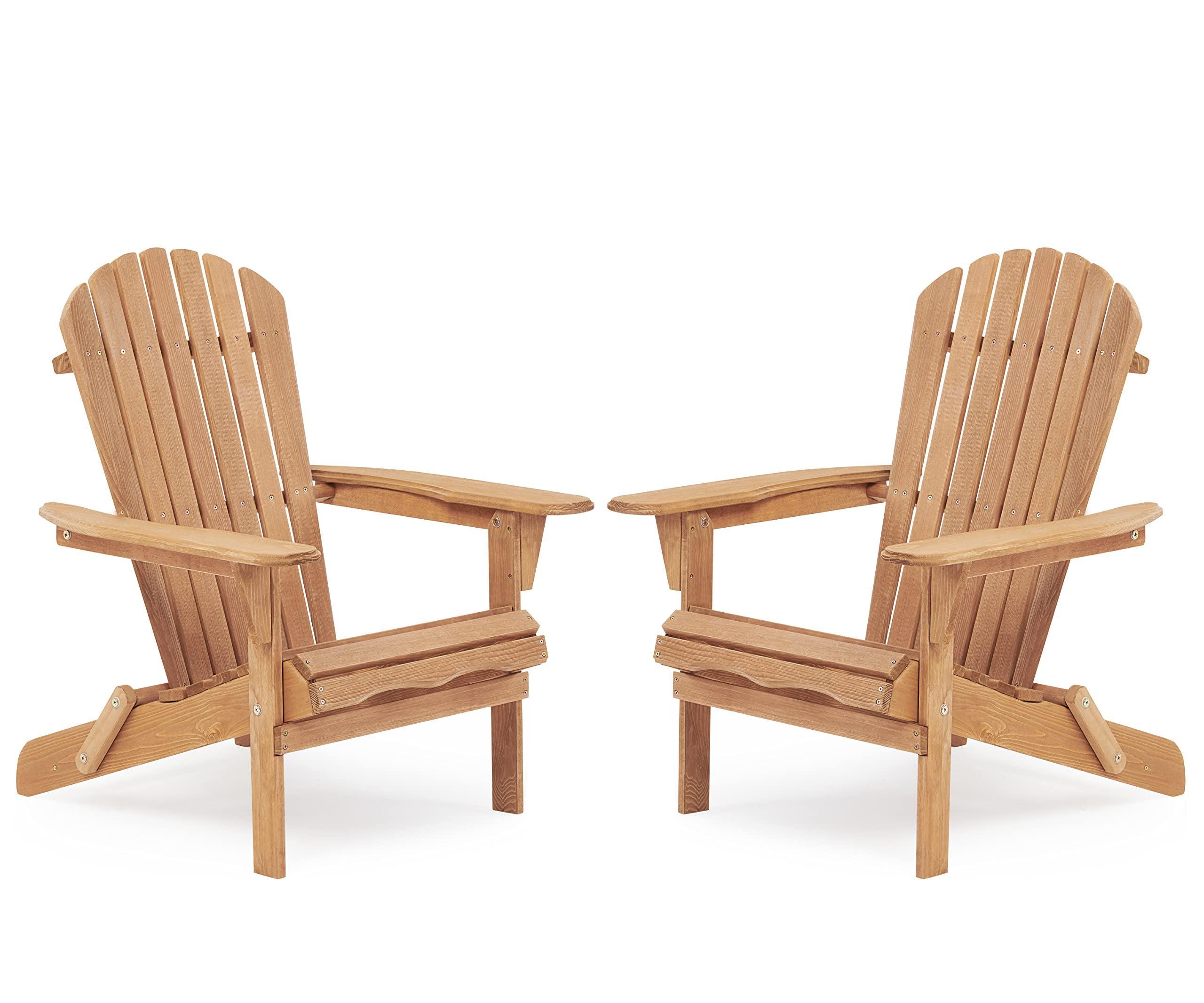 Wooden Outdoor Folding Adirondack Chair Set of 2
