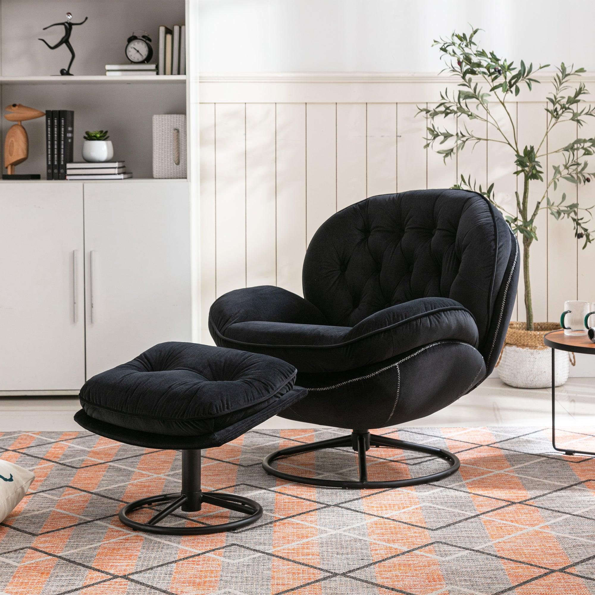Black Accent Chair with Ottoman