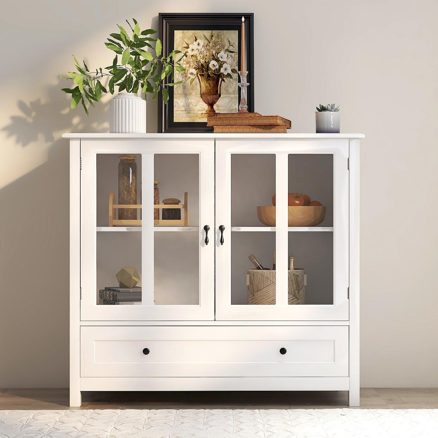 Buffet Storage Cabinet with Glass Doors