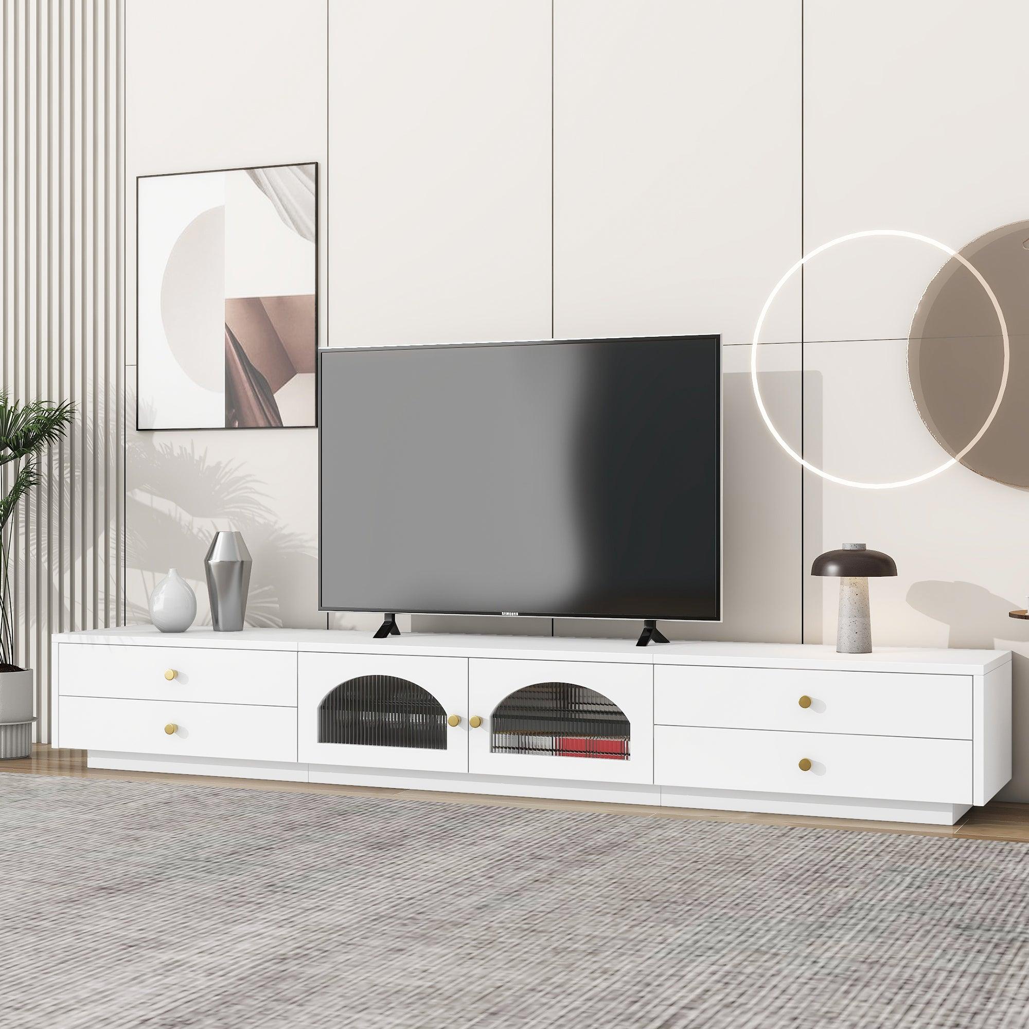 Luxurious Media Center with Fluted Glass Doors