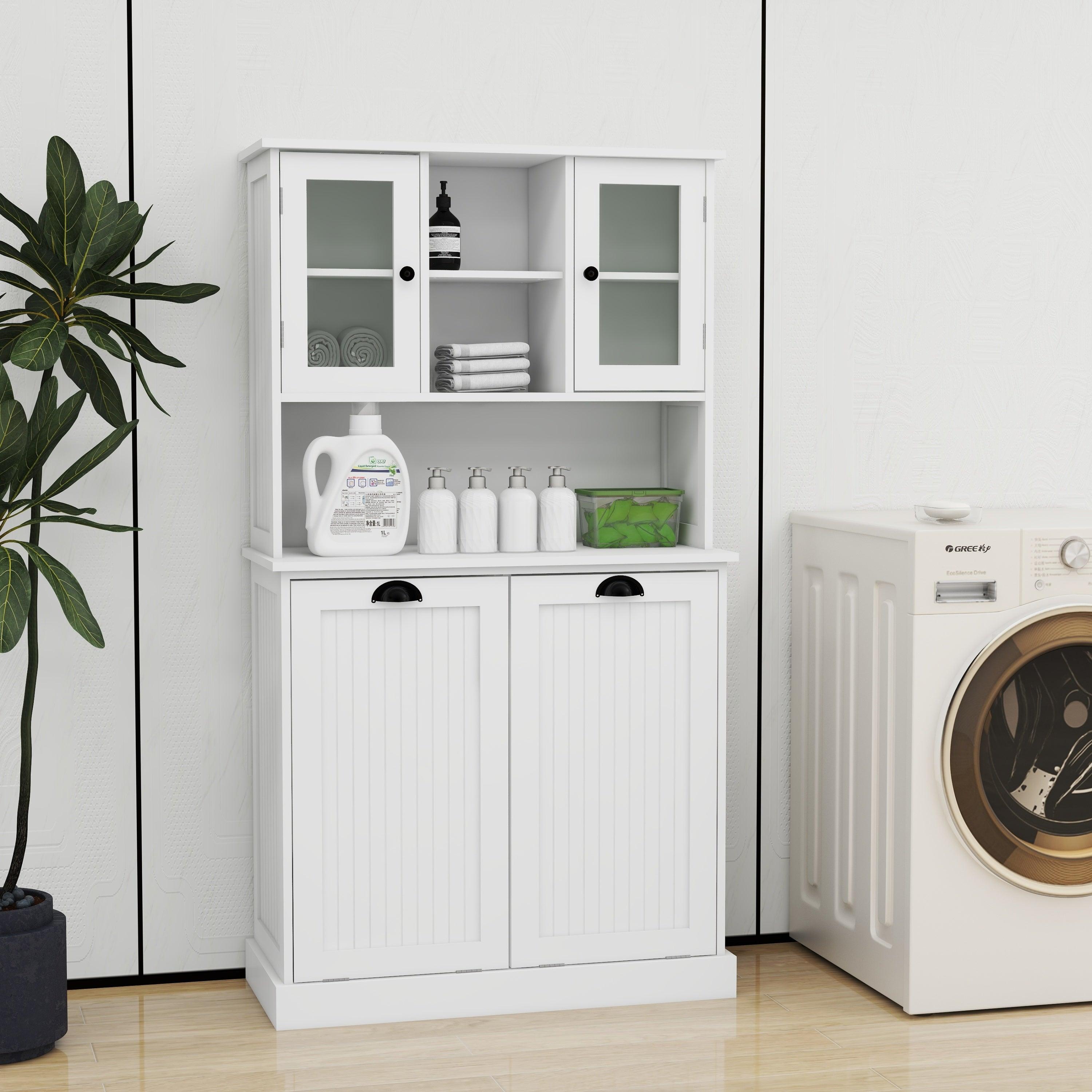 Laundry Basket Tall Bathroom Cabinet