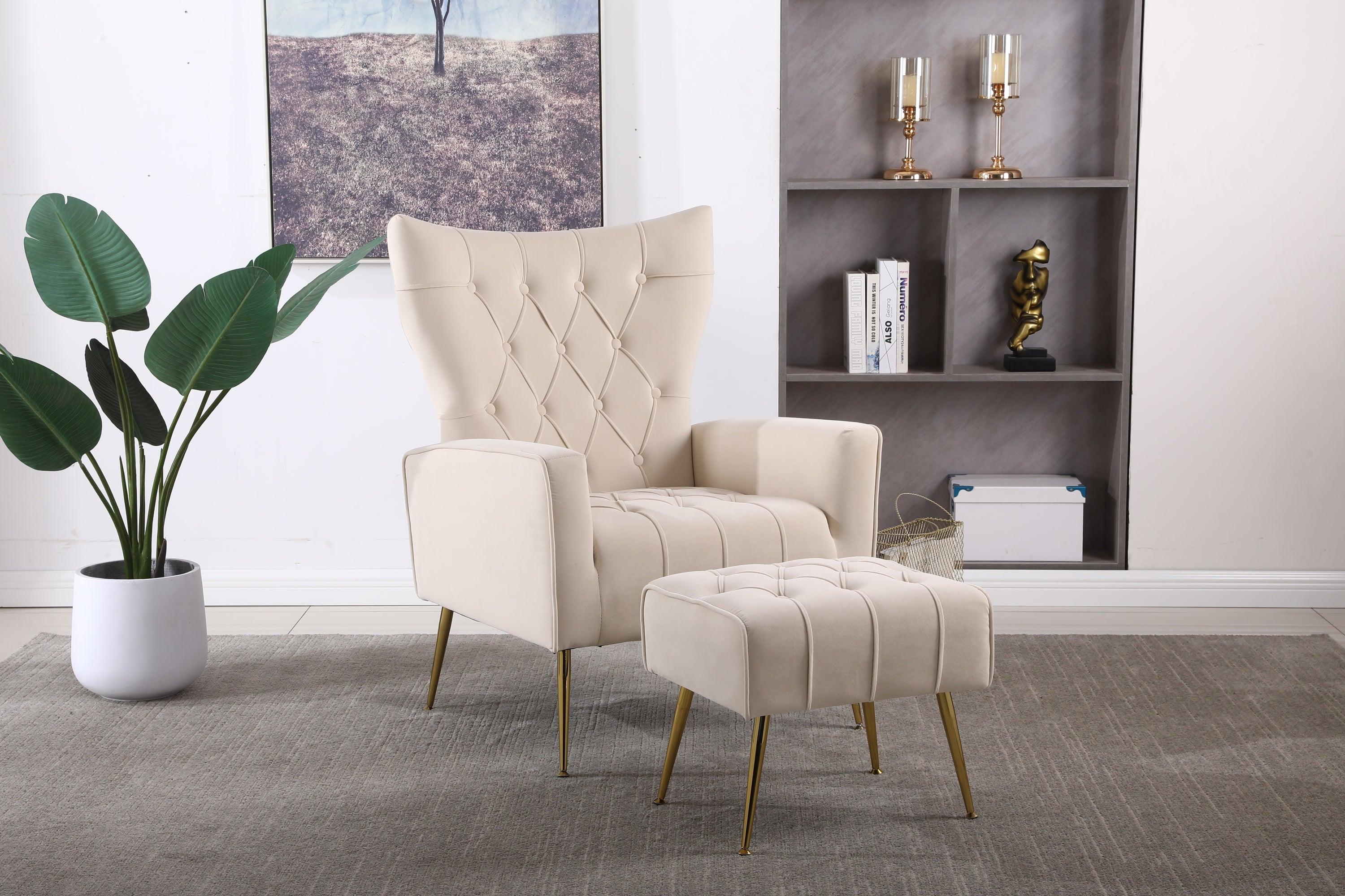 Modern Accent Chair with Ottoman