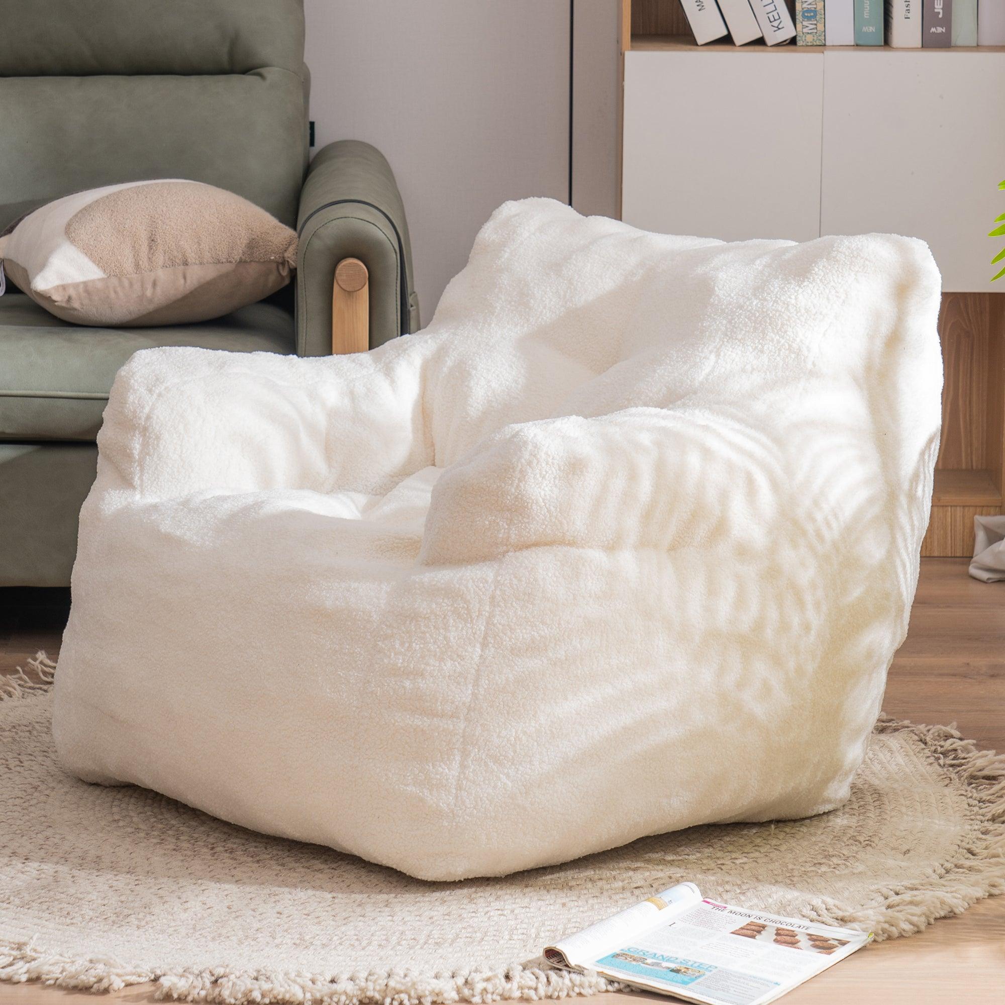 Soft Teddy Fabric Tufted Foam Bean Bag Chair