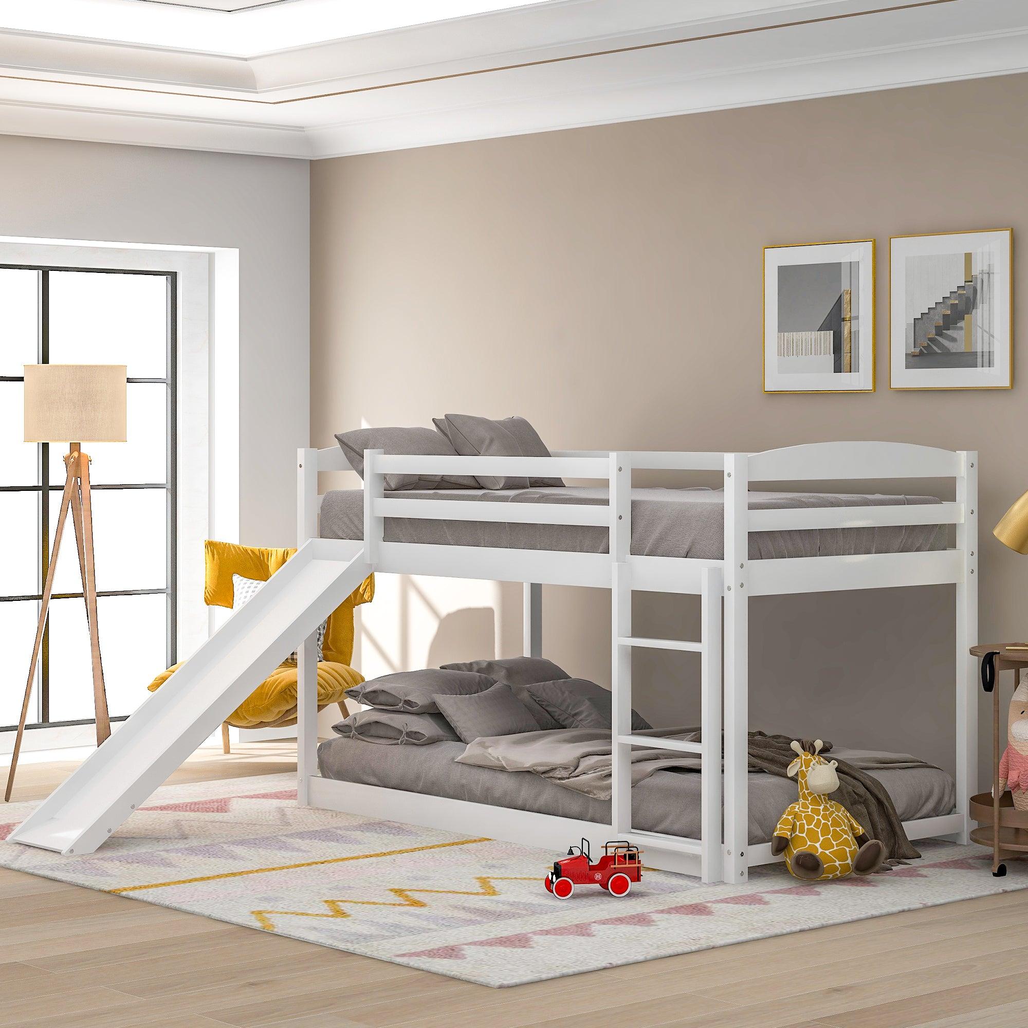 Twin Bunk Bed with Slide & Ladder