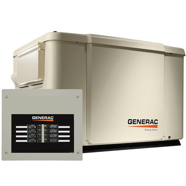 Generac PowerPact 7.5kW Home Backup Generator with 8-circuit Transfer Switch LC