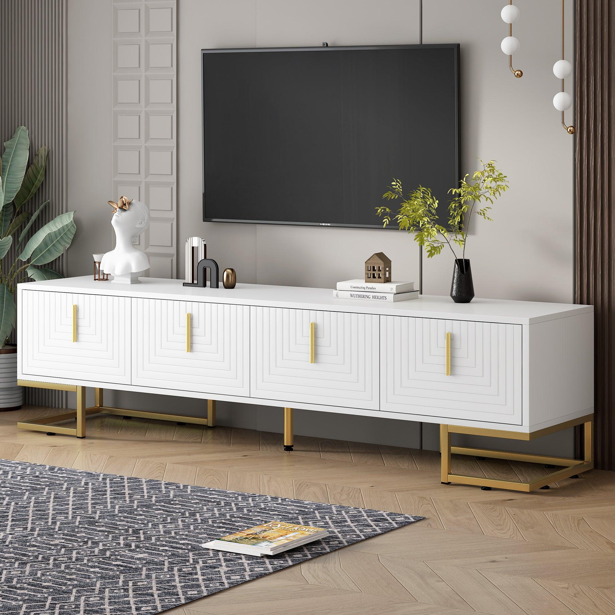Media Center with Cabinets and Adjustable Shelves