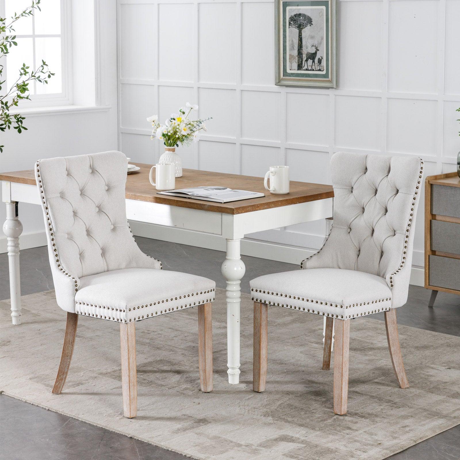 Solid Wood Contemporary Flax Upholstered Dining Chair