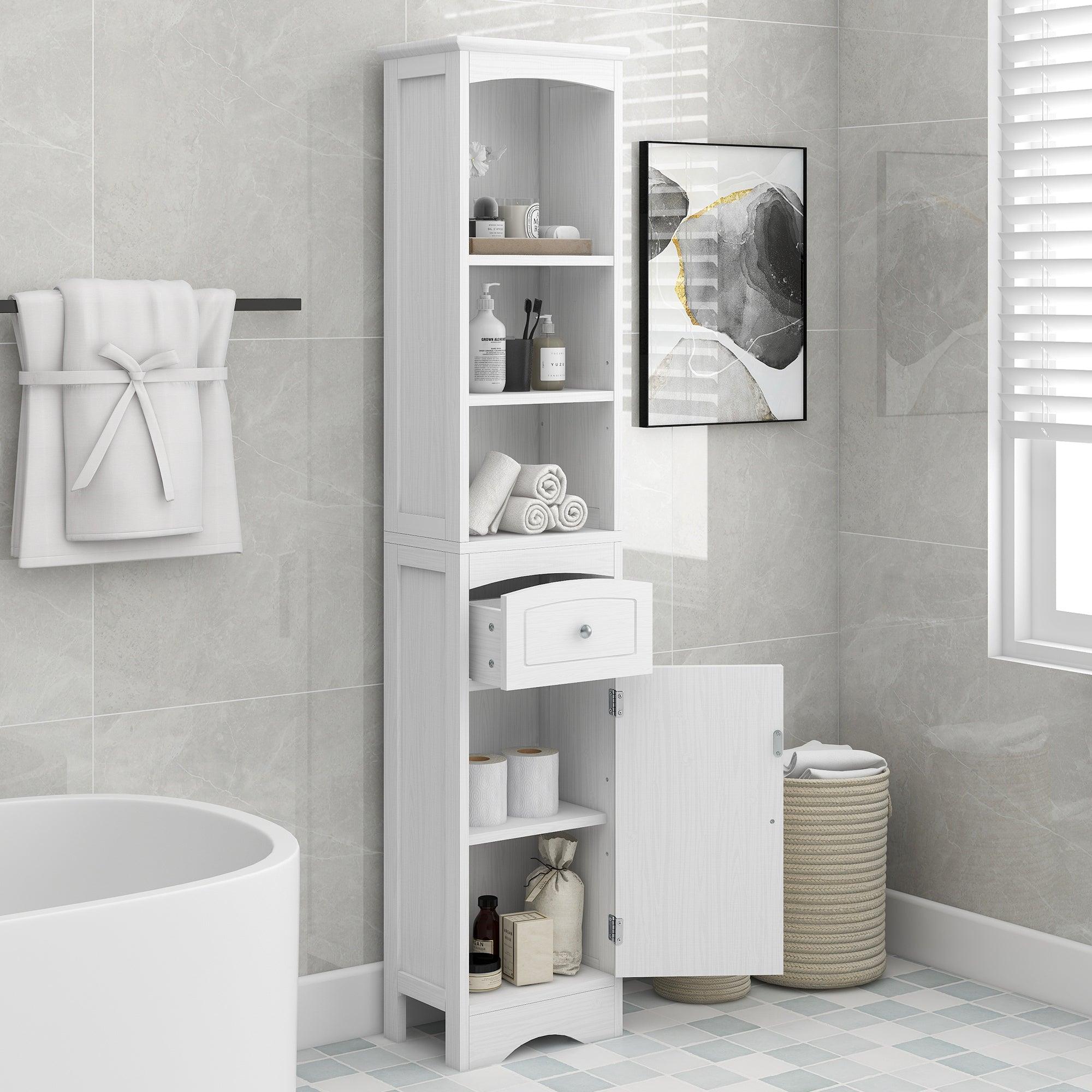 Tall Bathroom Cabinet, Freestanding Storage Cabinet with Drawer