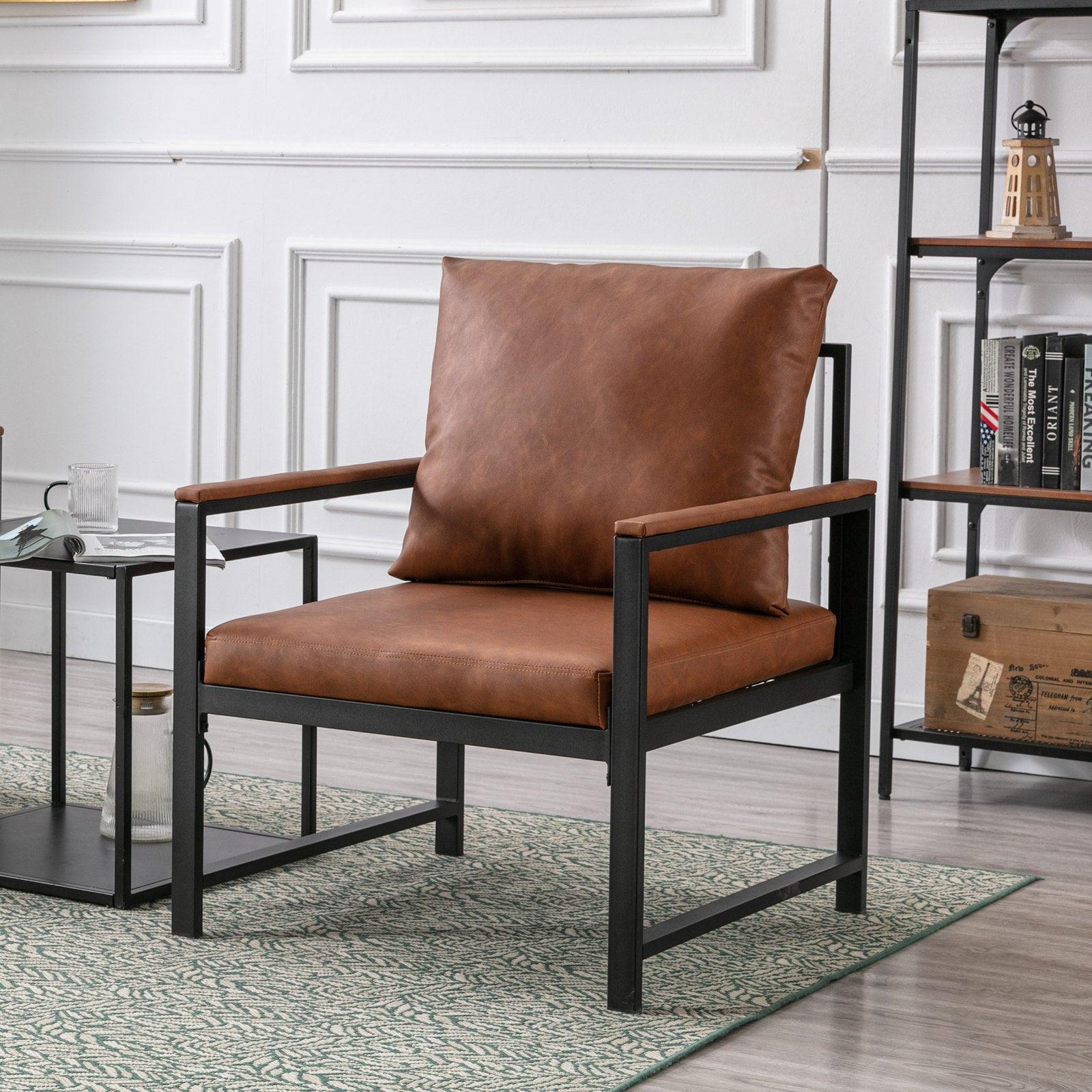 A&A Furniture Modern Faux Leather Accent Chair