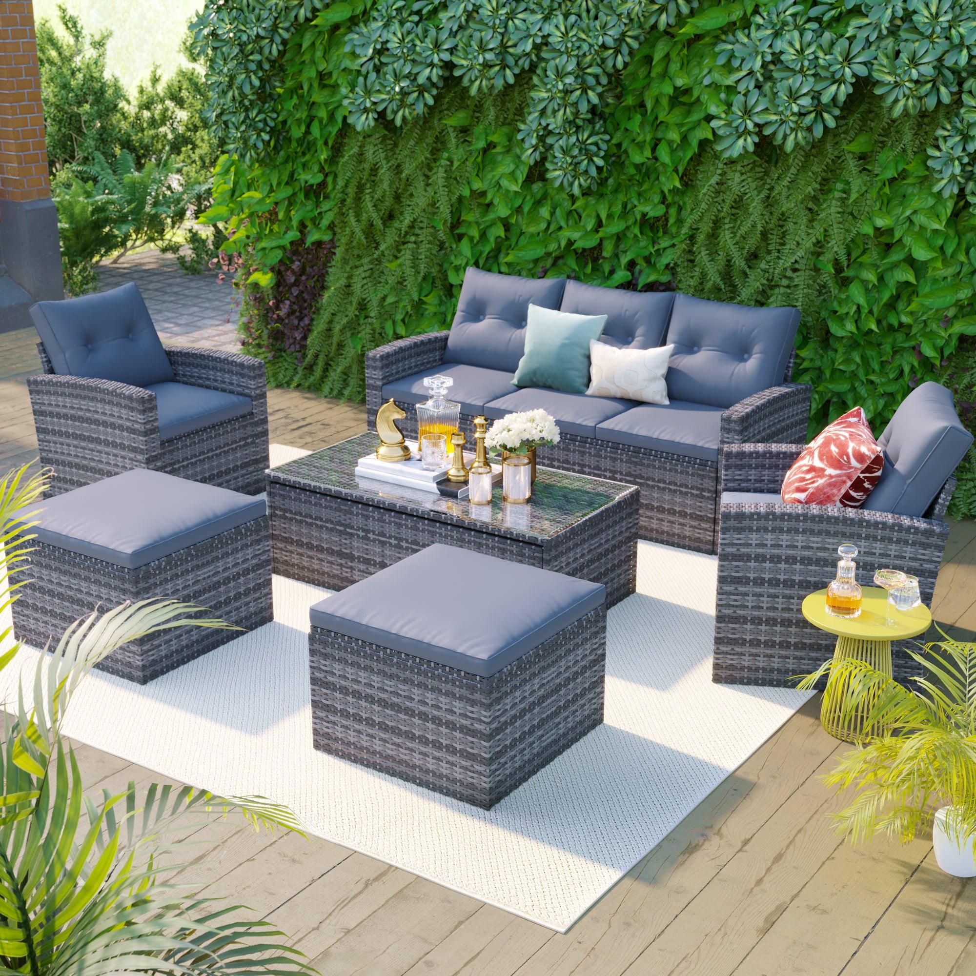 6-piece Wicker Patio Outdoor Dining