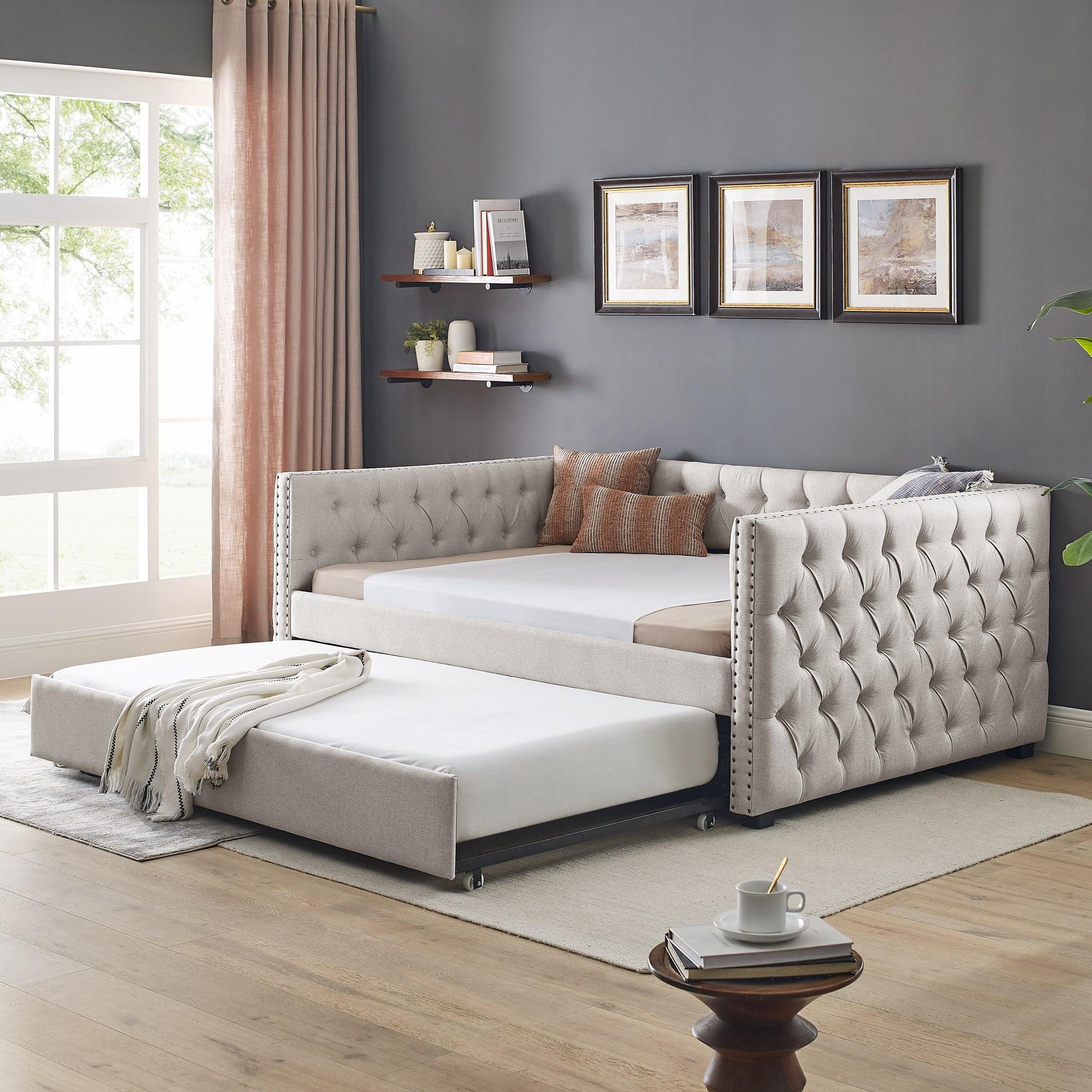 Beige Daybed with Trundle