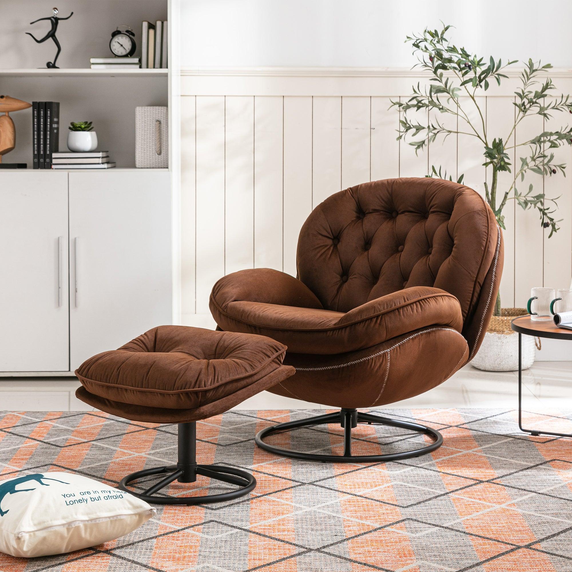 Accent chair  TV Chair  Living room Chair  with Ottoman-BROWN