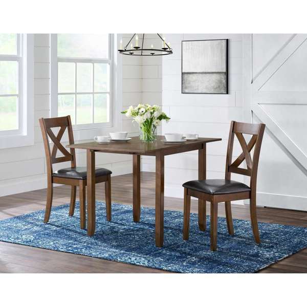 Alex 3PC Dining Set with Drop Leaf Table in Espresso