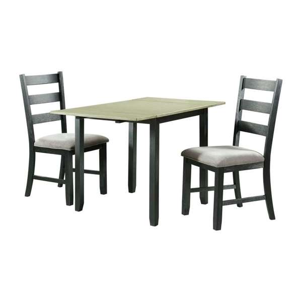 Martin 3 pc Drop Leaf Dining Set (Black Base)