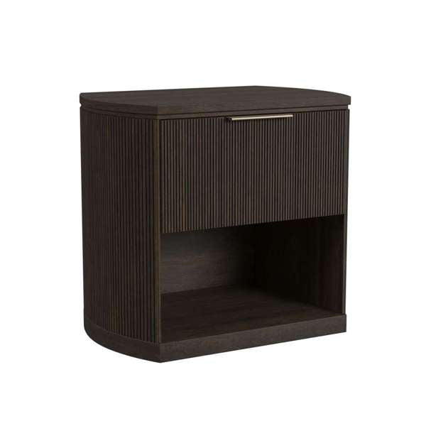 Sylvie 1-Drawer Nightstand with Touch Light in Dark Brown LED