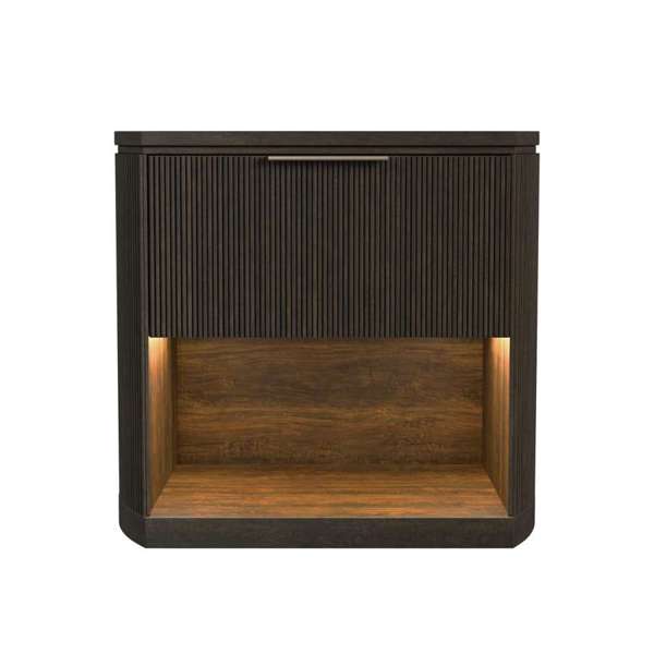 Sylvie 1-Drawer Nightstand with Touch Light in Dark Brown LED