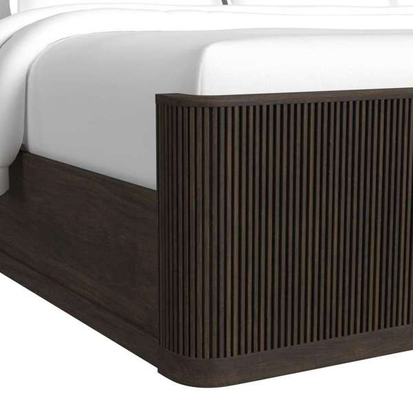 Sylvie Queen UPH Bed with White Fabric in Dark Brown