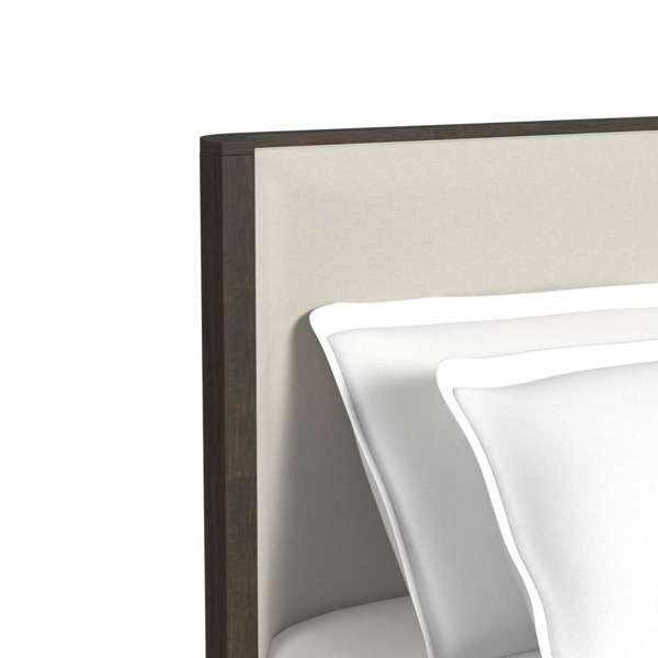 Sylvie Queen UPH Bed with White Fabric in Dark Brown