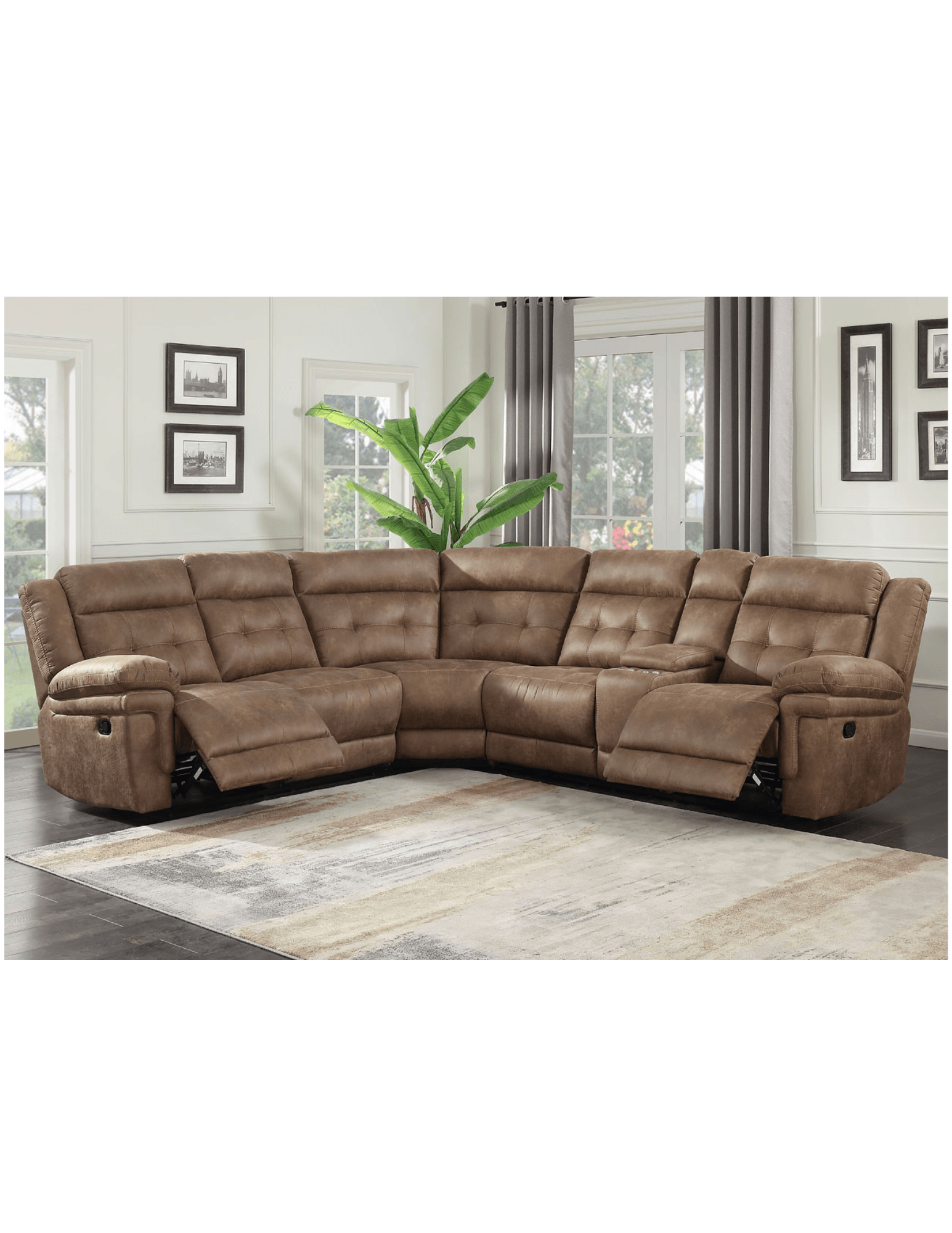 Anastasia Reclining Sectional (Cocoa) - Castle Furniture & Appliances